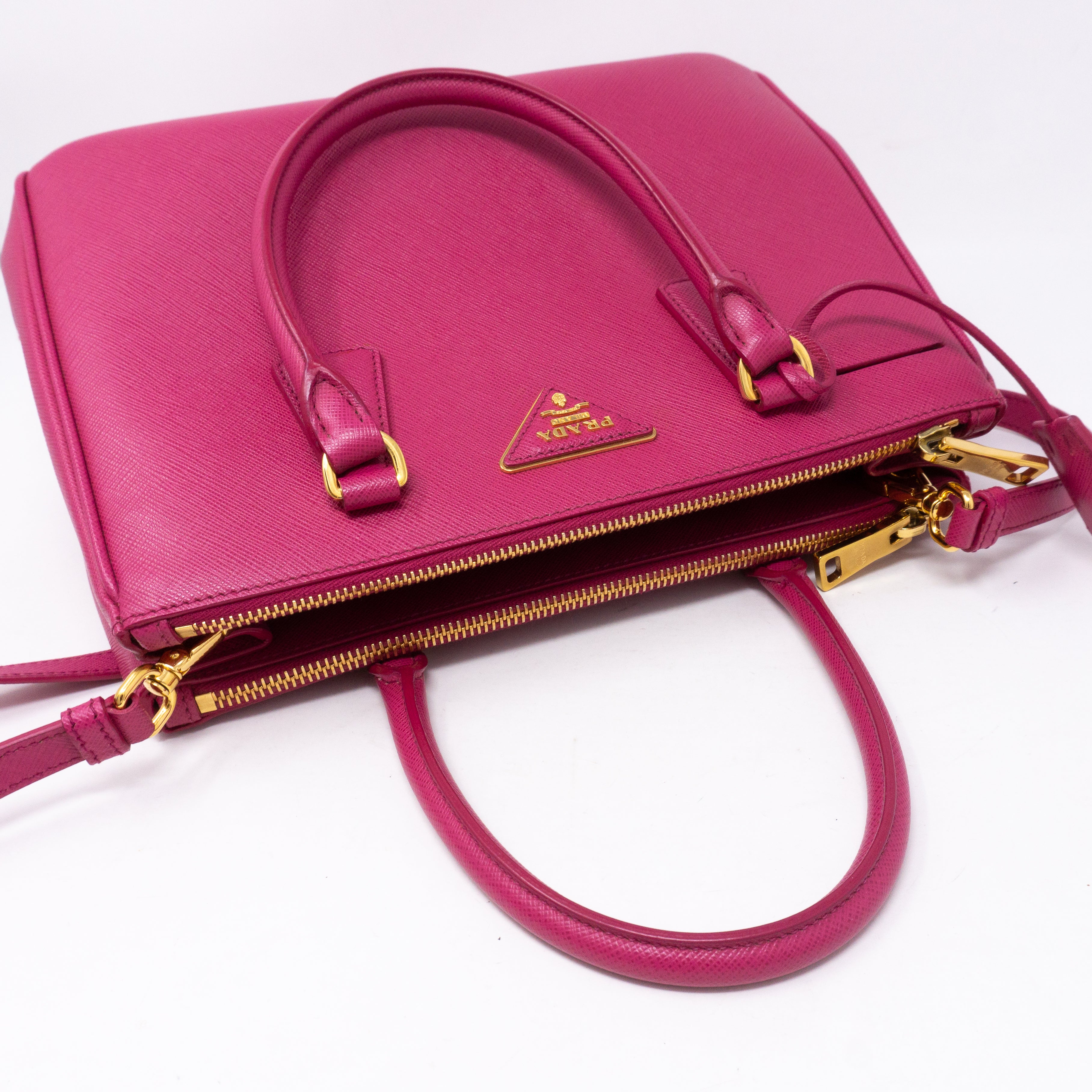 Galleria Small Double Zip Pink Saffiano