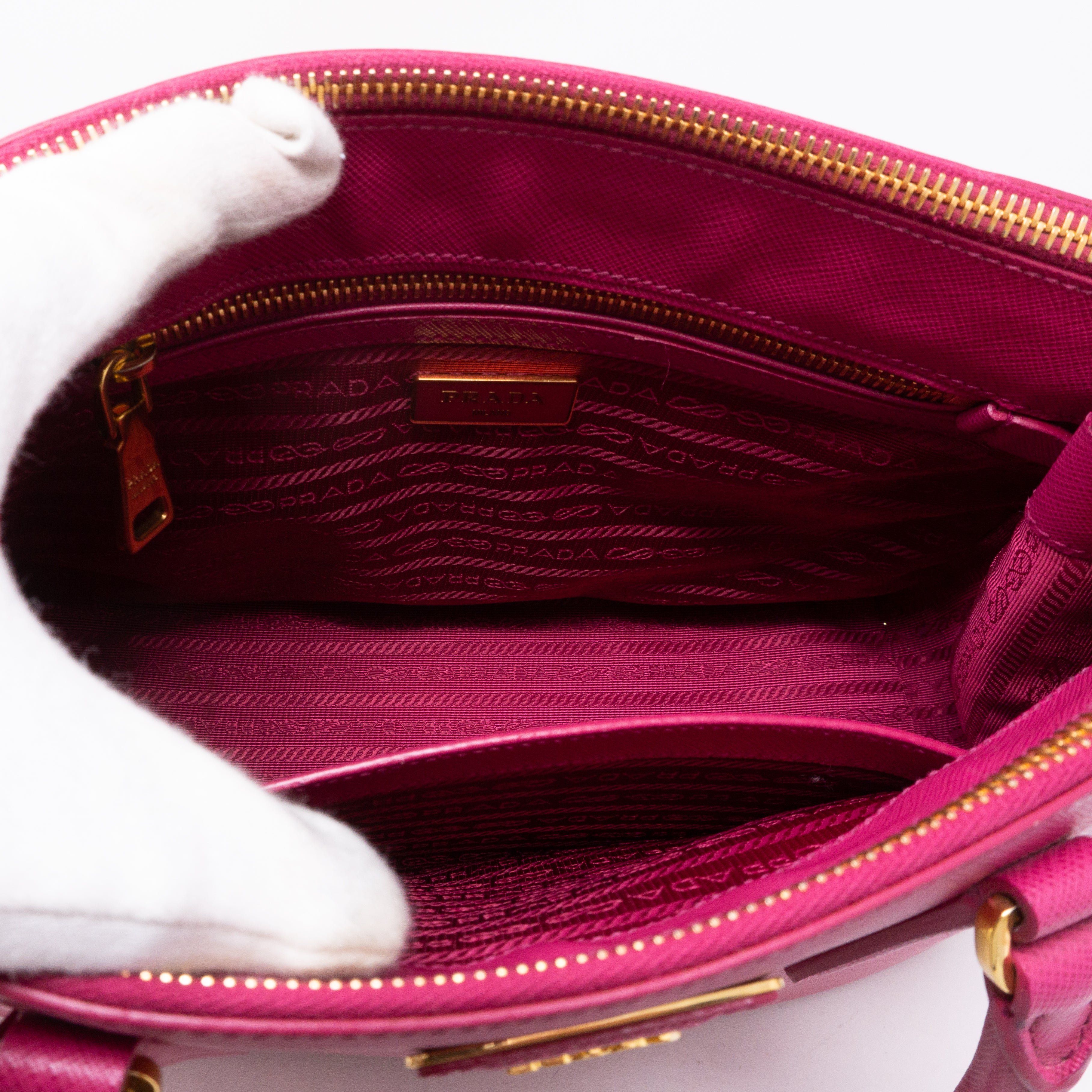 Galleria Small Double Zip Pink Saffiano