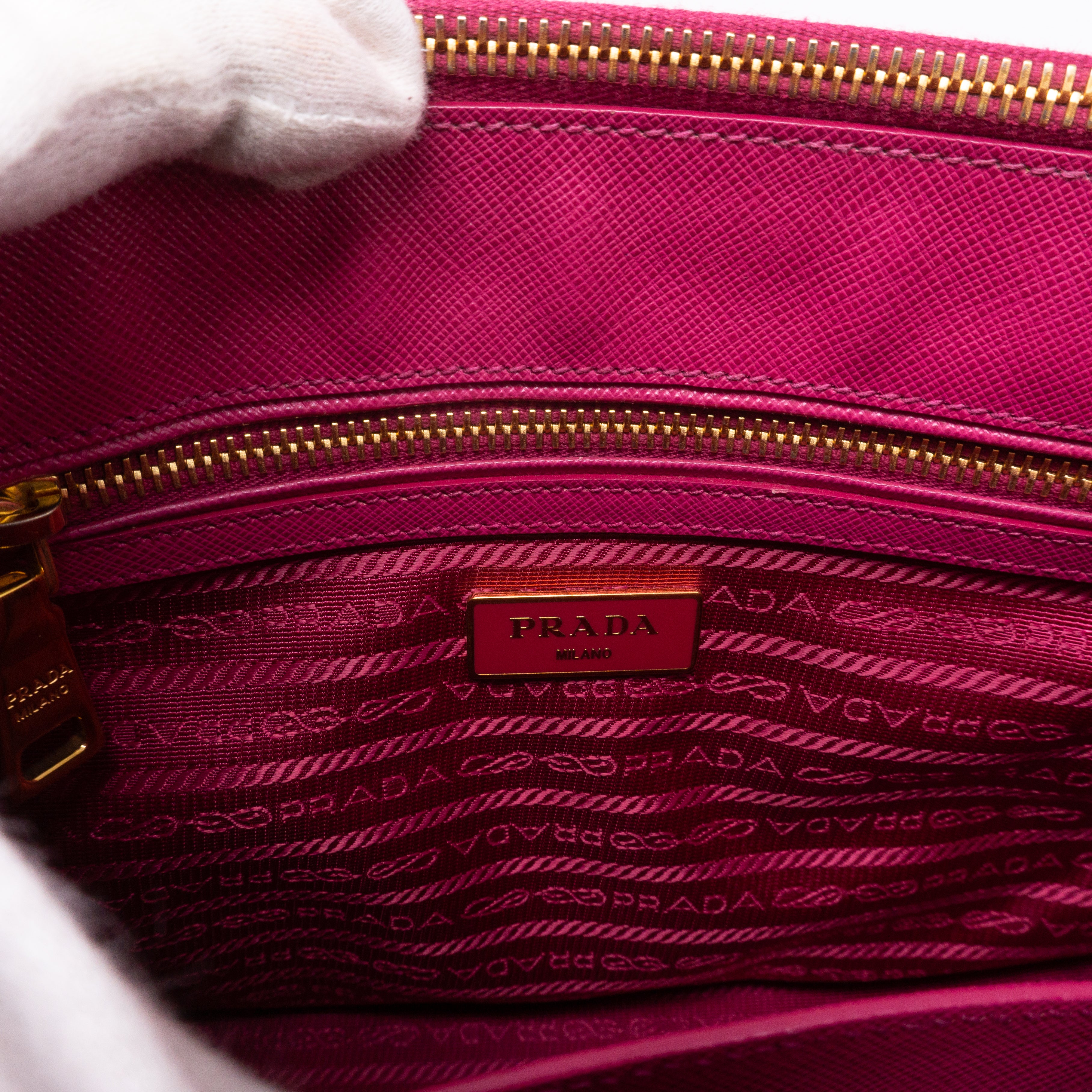 Galleria Small Double Zip Pink Saffiano