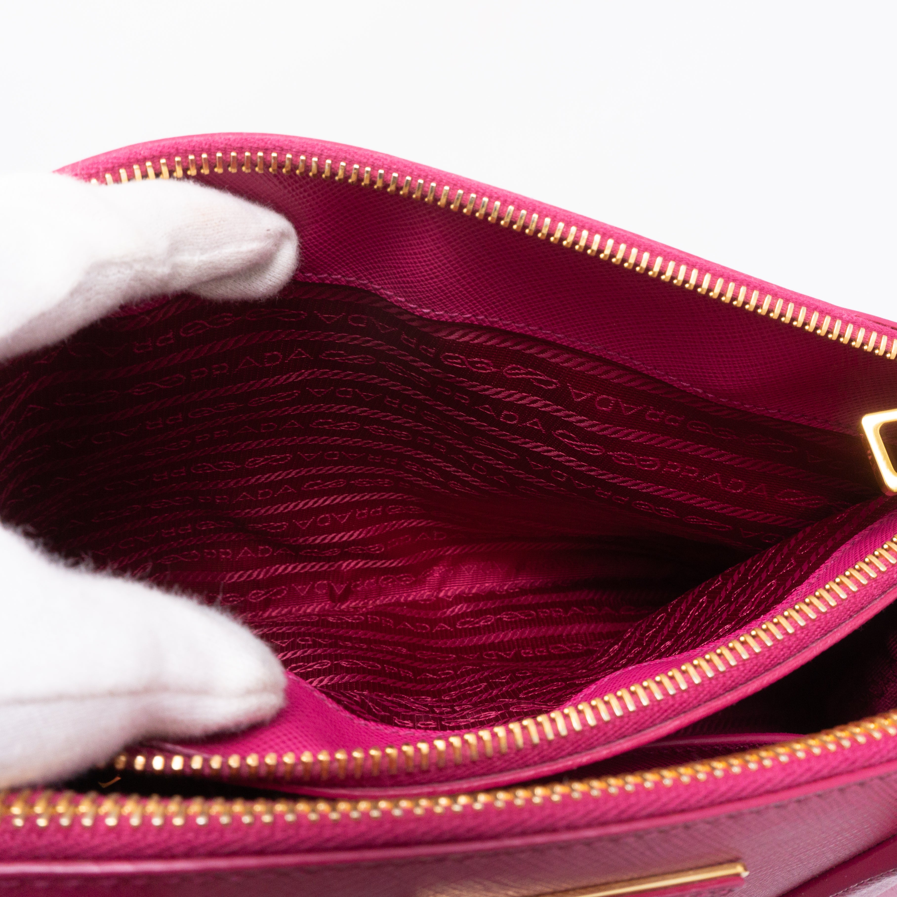 Galleria Small Double Zip Pink Saffiano
