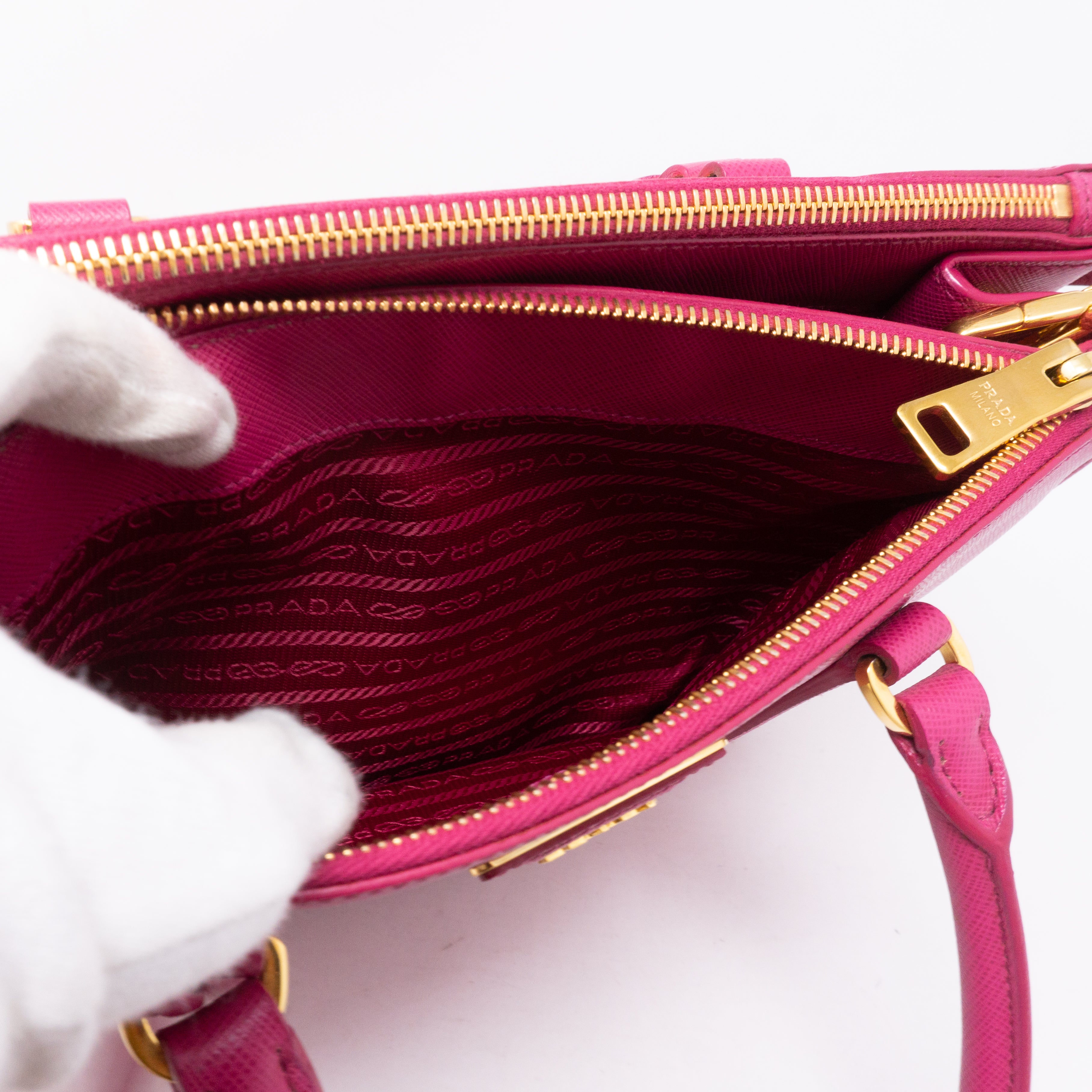 Galleria Small Double Zip Pink Saffiano