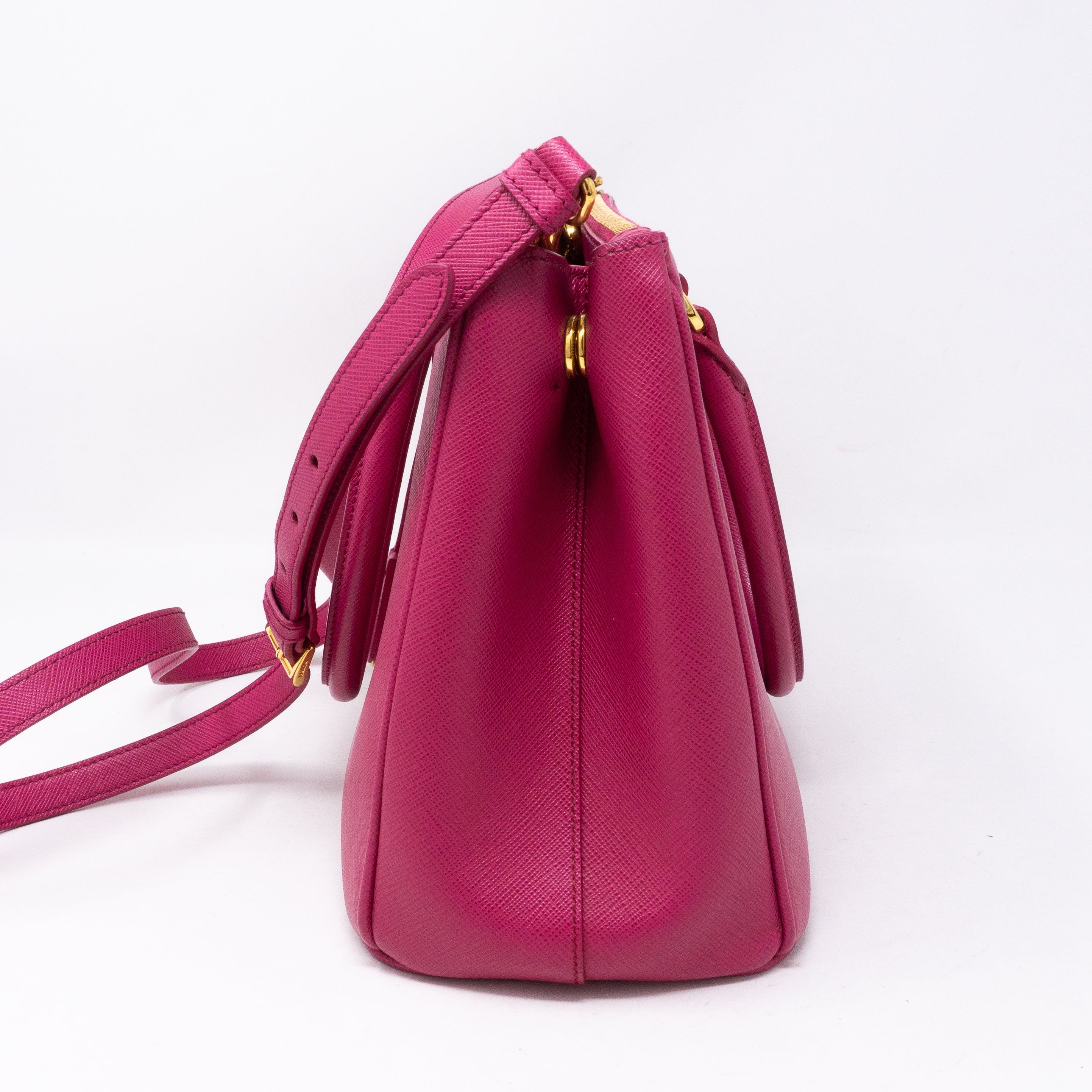 Galleria Small Double Zip Pink Saffiano