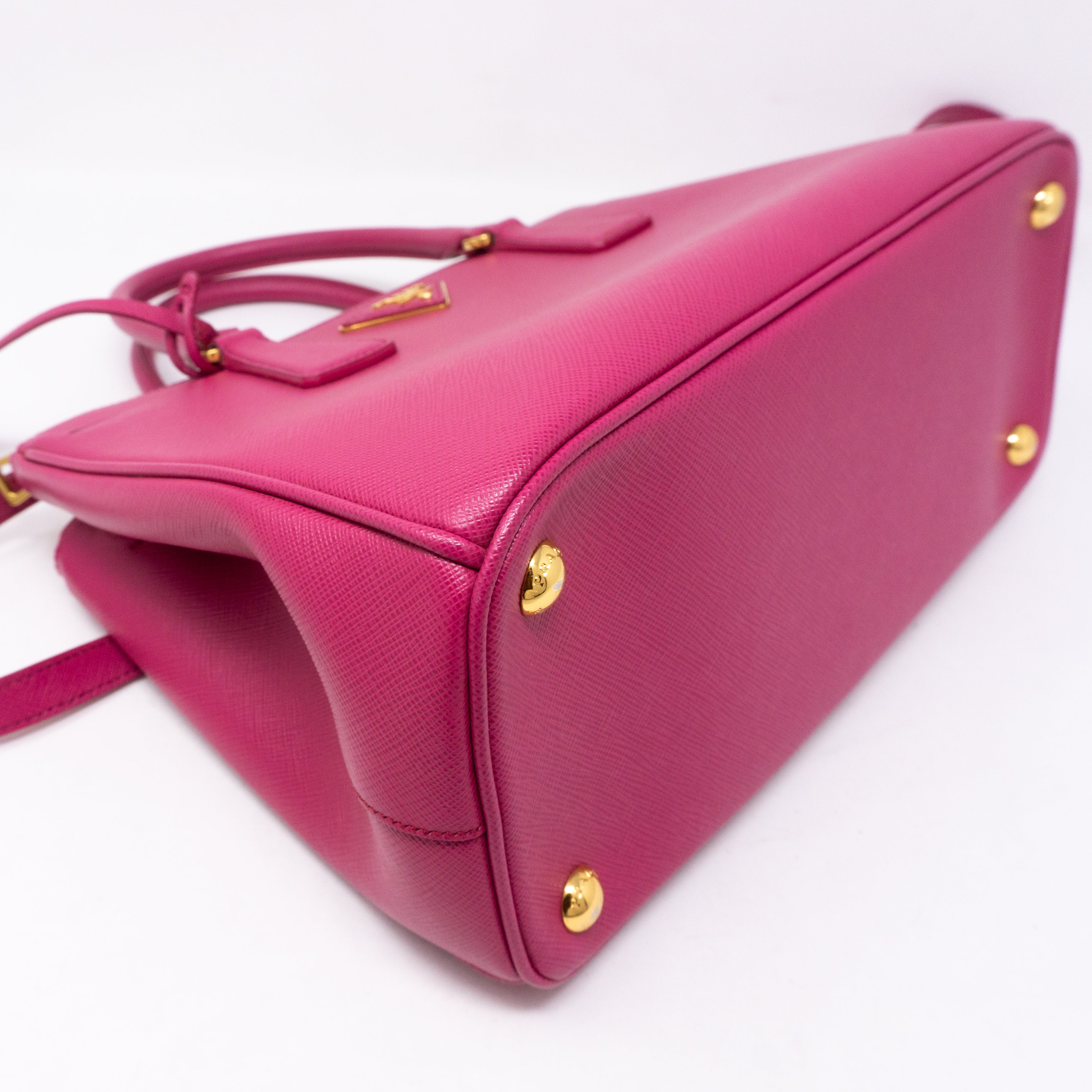 Galleria Small Double Zip Pink Saffiano