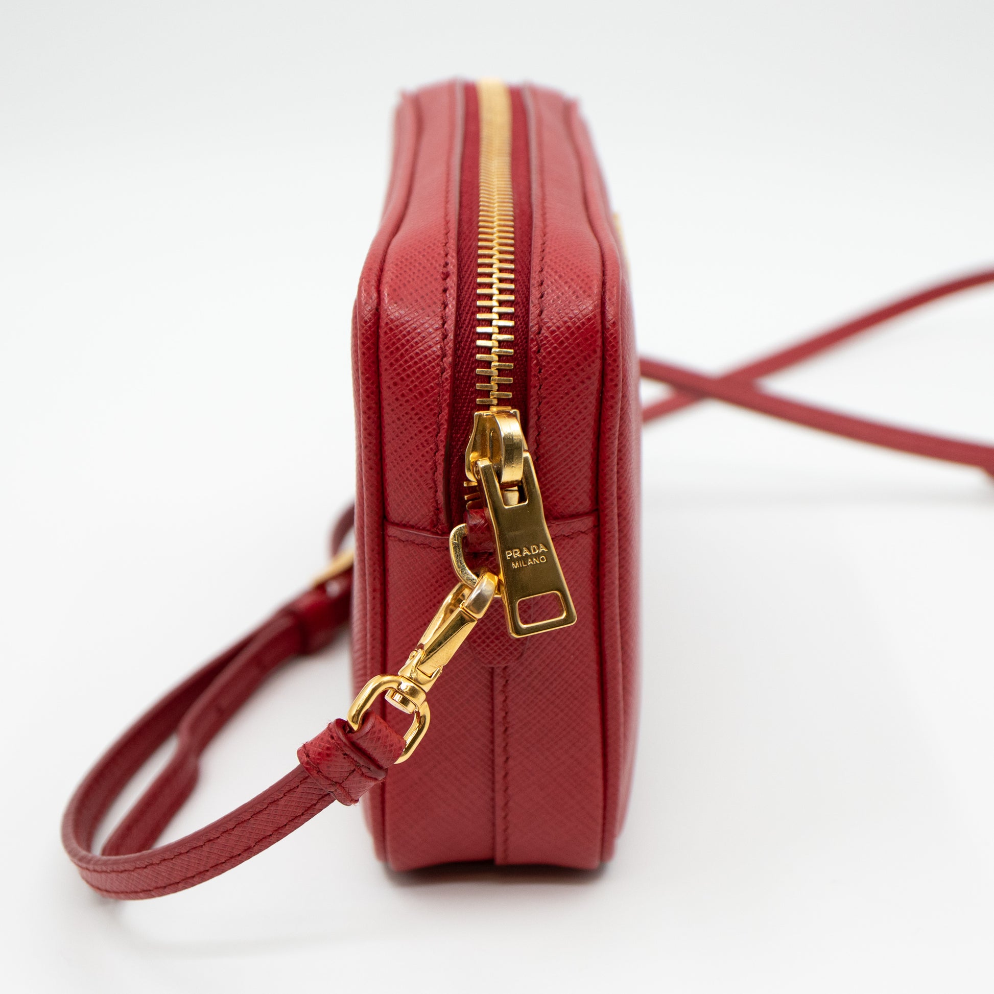 Prada Red Saffiano Lux Leather Mini Camera Crossbody Bag at 1stDibs