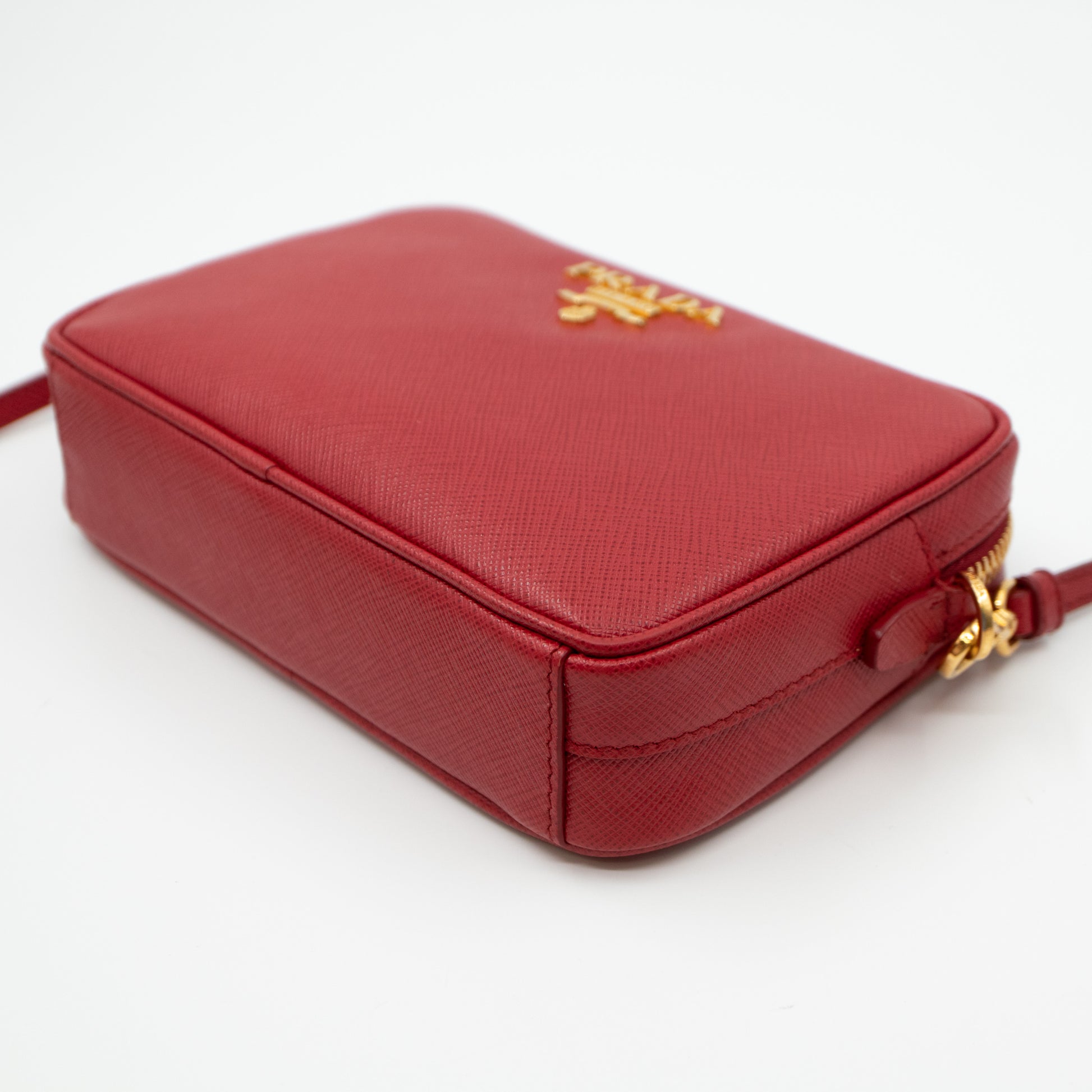 Prada Red Leather Charms Double Zip Camera Bag QNB4UQ1LRB000