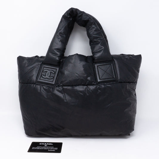Coco Cocoon Black Quilted Nylon Tote