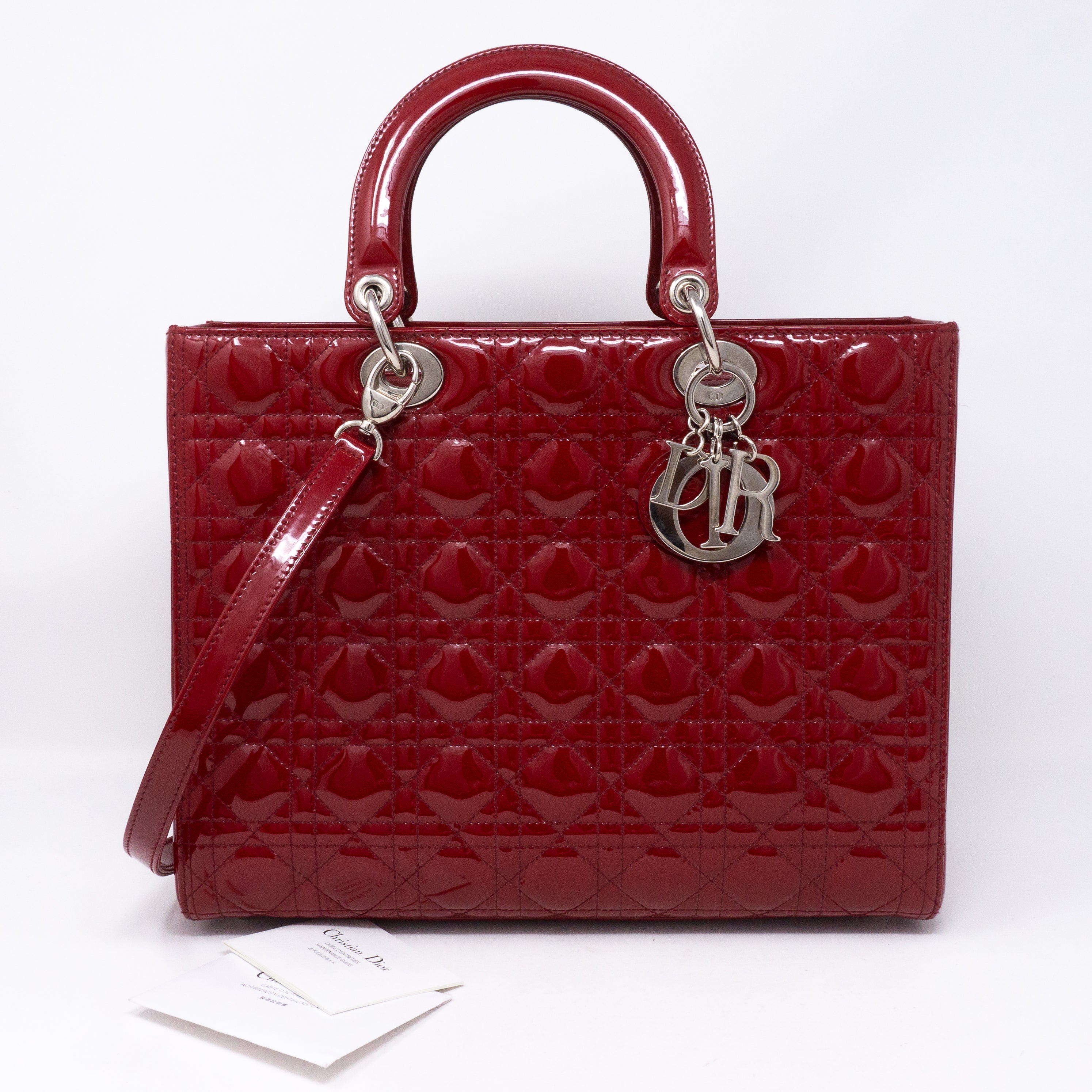 Lady Dior Large Dark Red Patent Leather