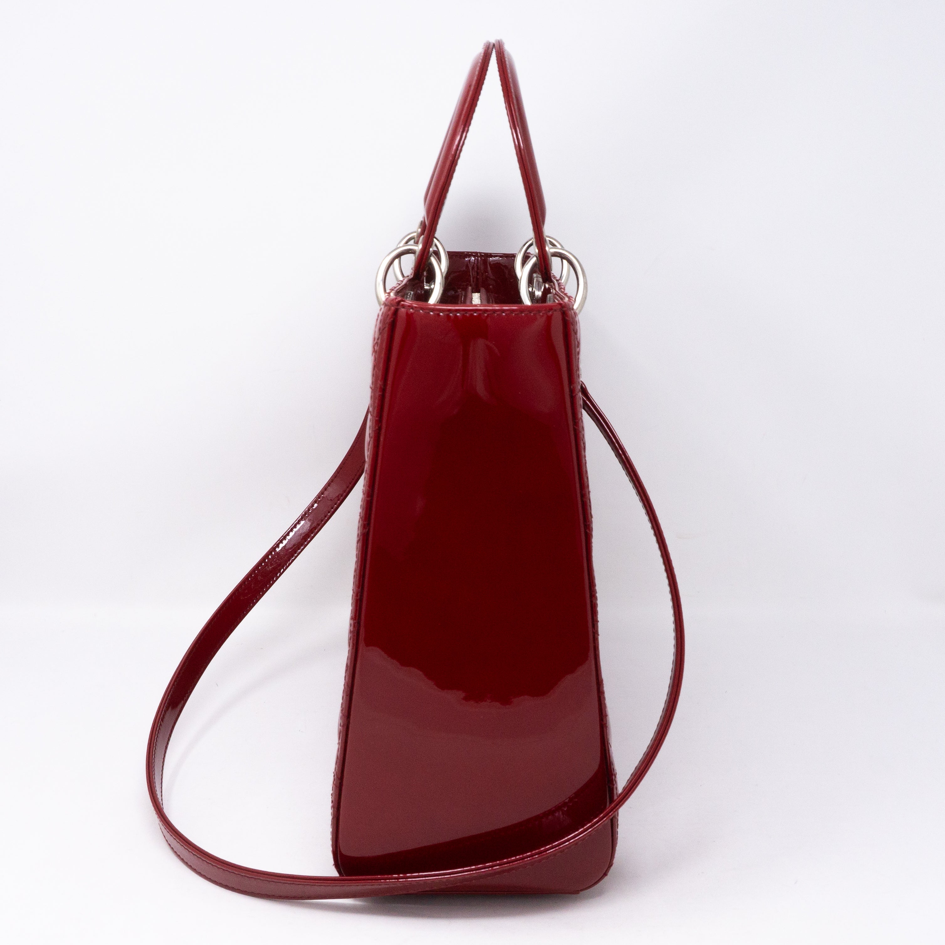 Lady Dior Large Dark Red Patent Leather