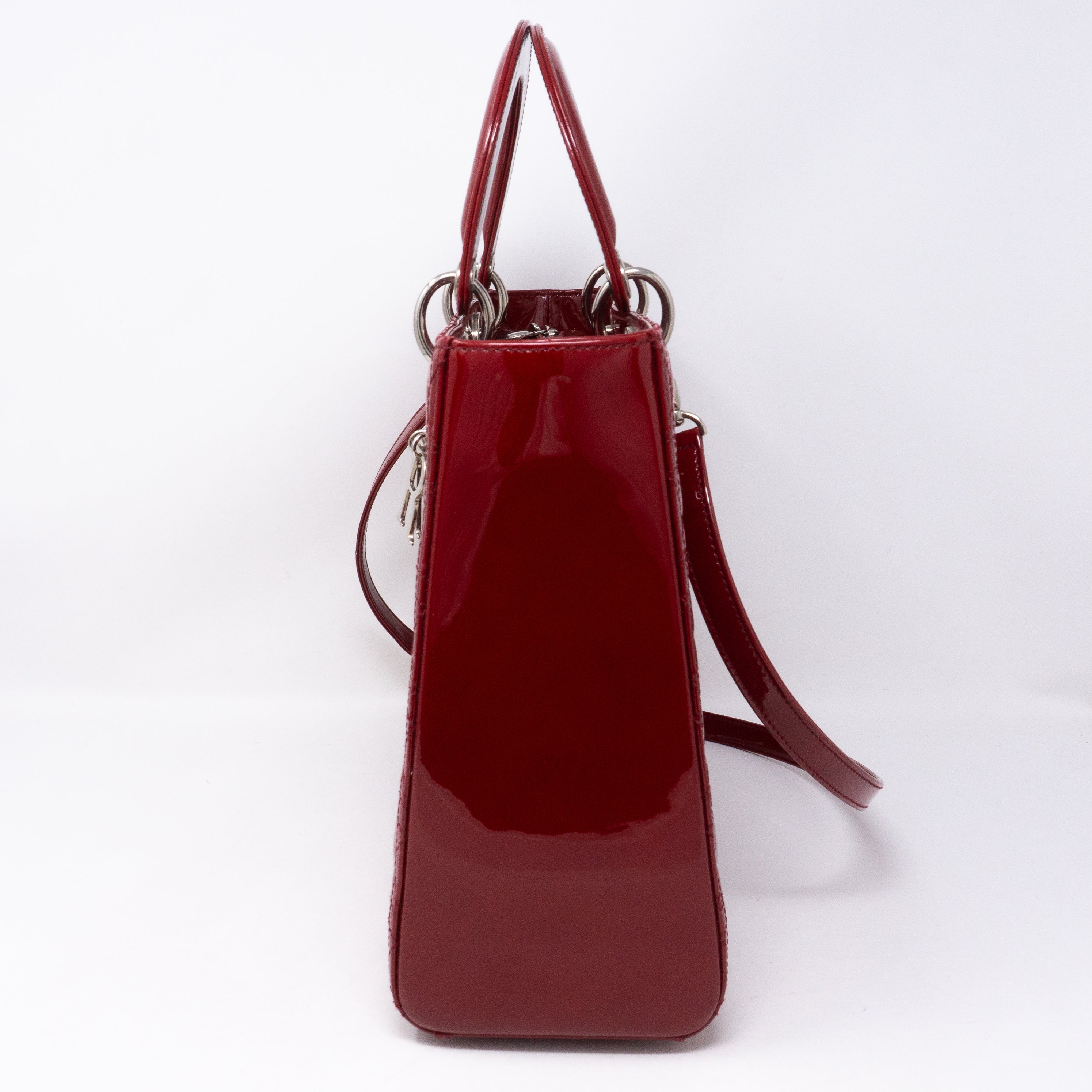 Lady Dior Large Dark Red Patent Leather