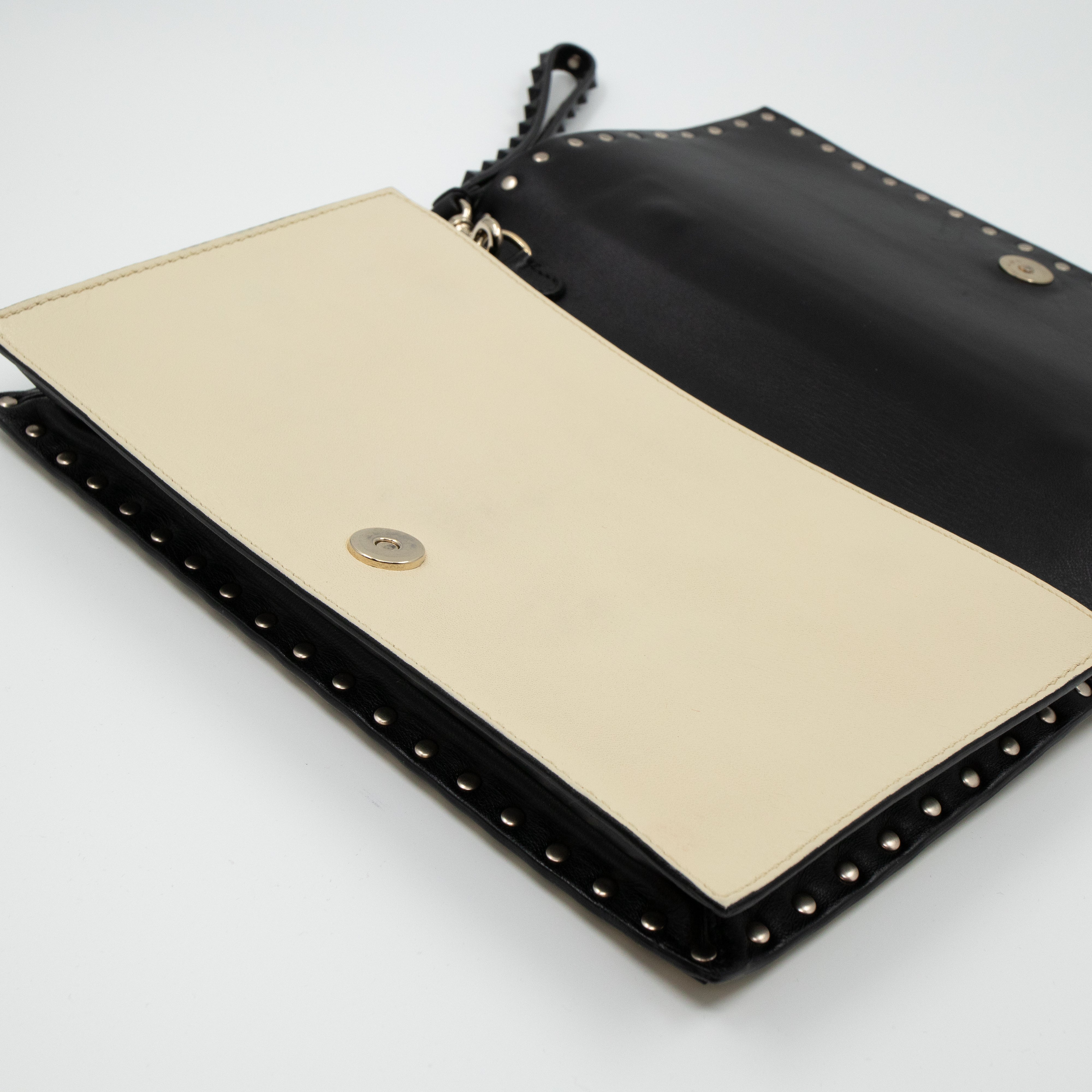 White Nappa Leather Rockstud Clutch