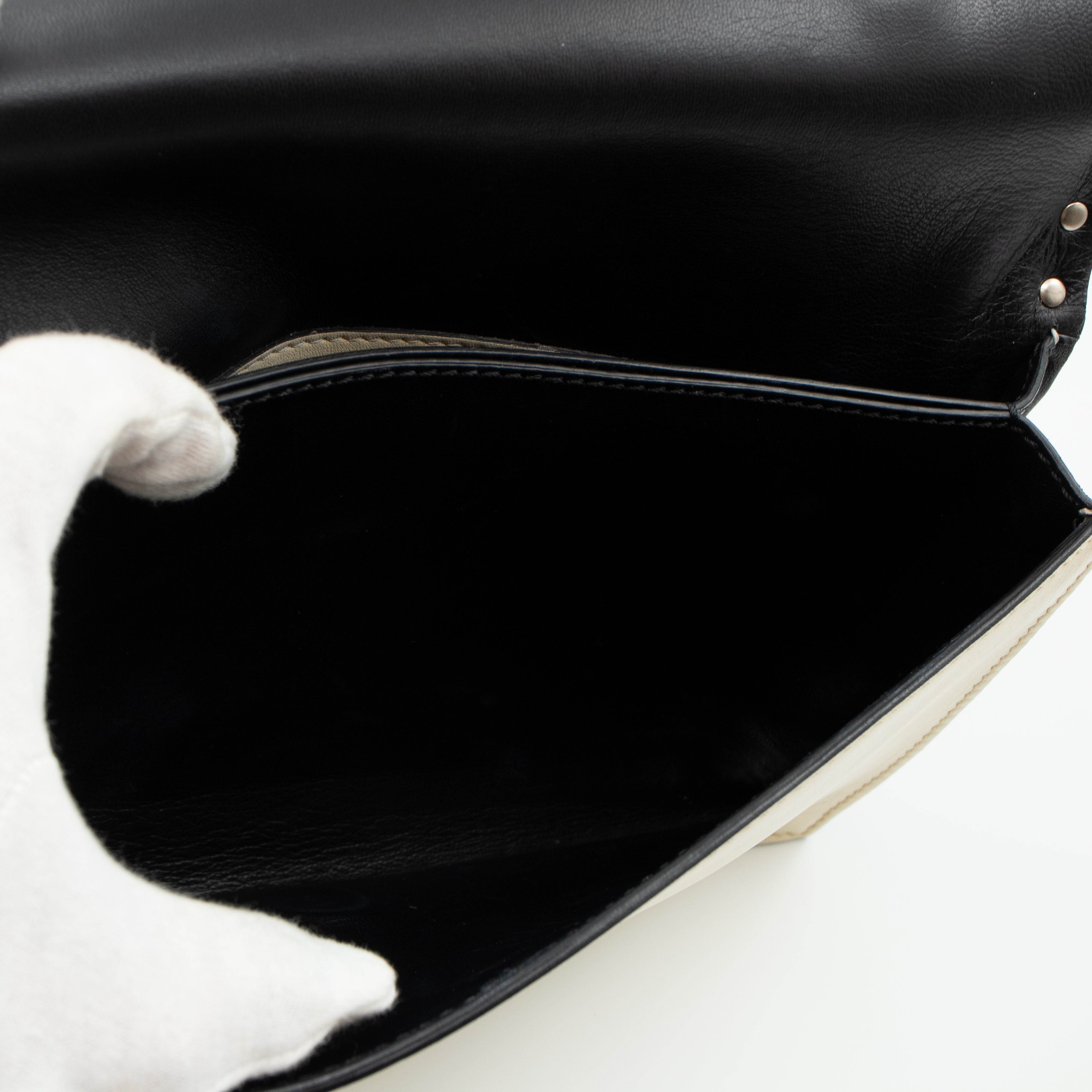 White Nappa Leather Rockstud Clutch