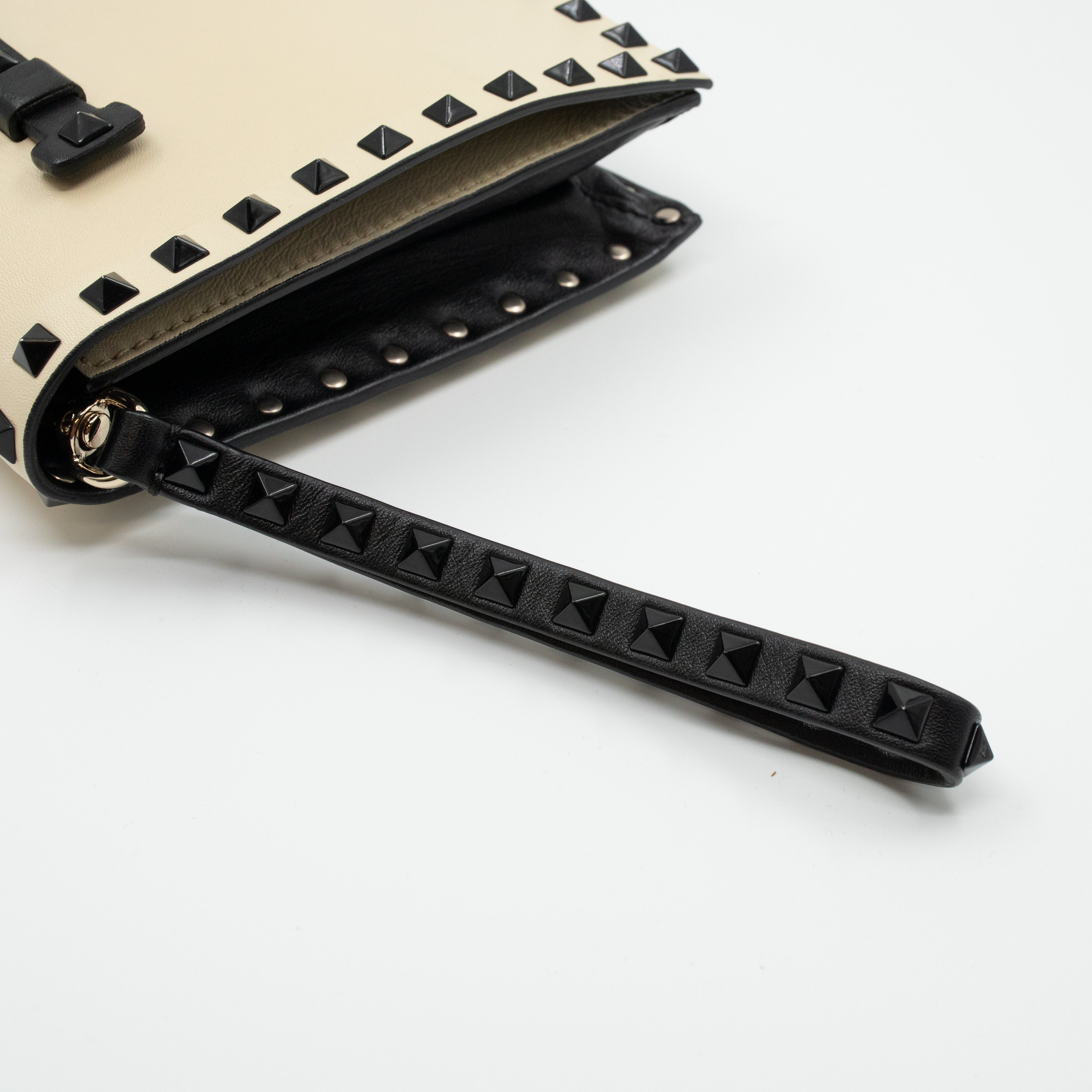 White Nappa Leather Rockstud Clutch