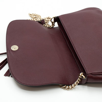 Soho Flap Chain Bag Burgundy Leather