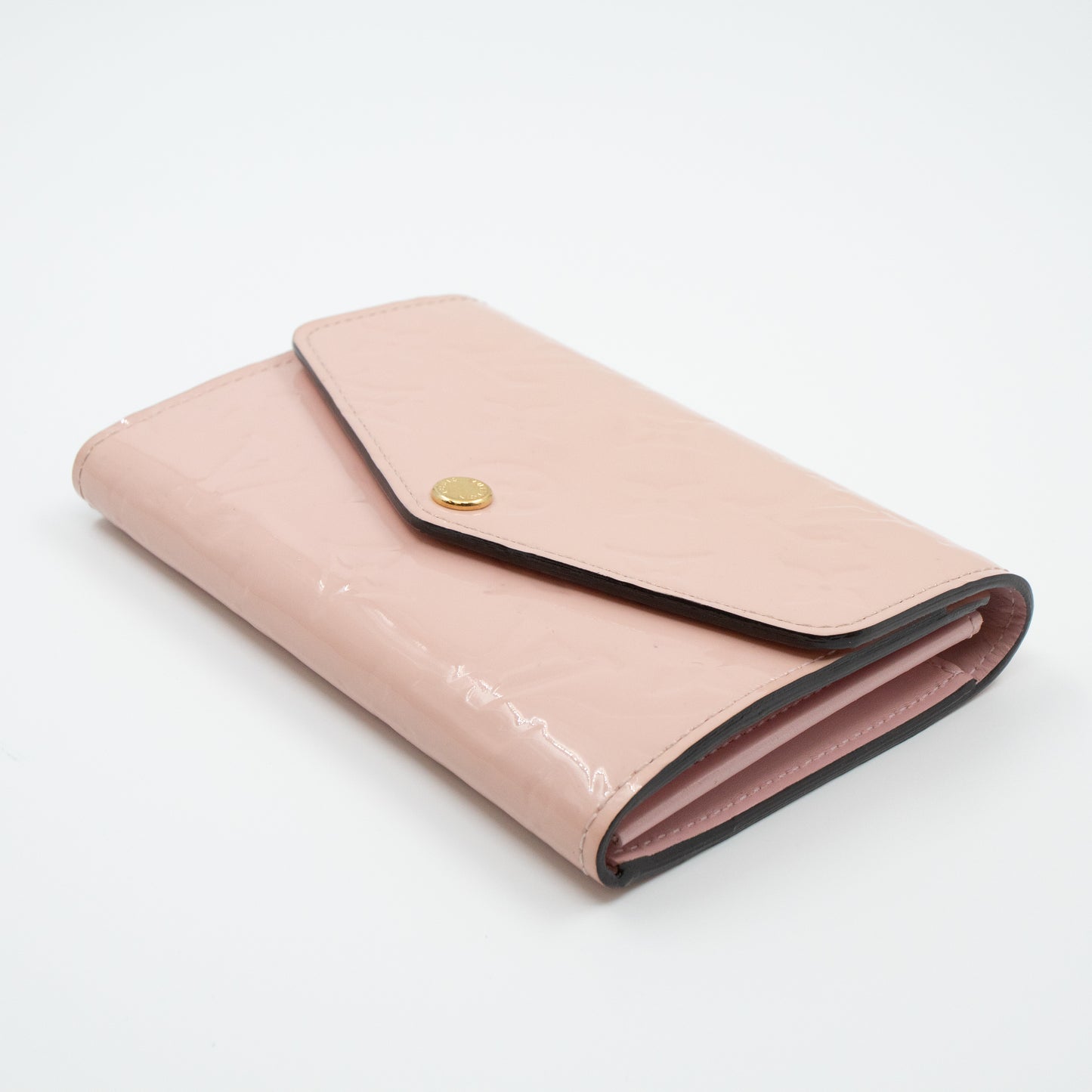 Louis Vuitton 2015 Monogram Vernis Sarah Compact Wallet - Pink