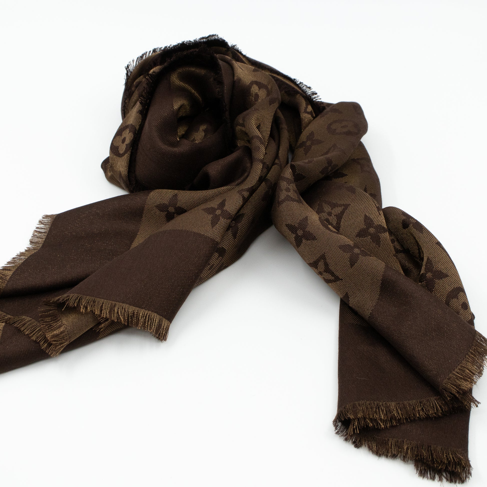 Louis Vuitton Monogram Shine shawl brown - Luxury Helsinki