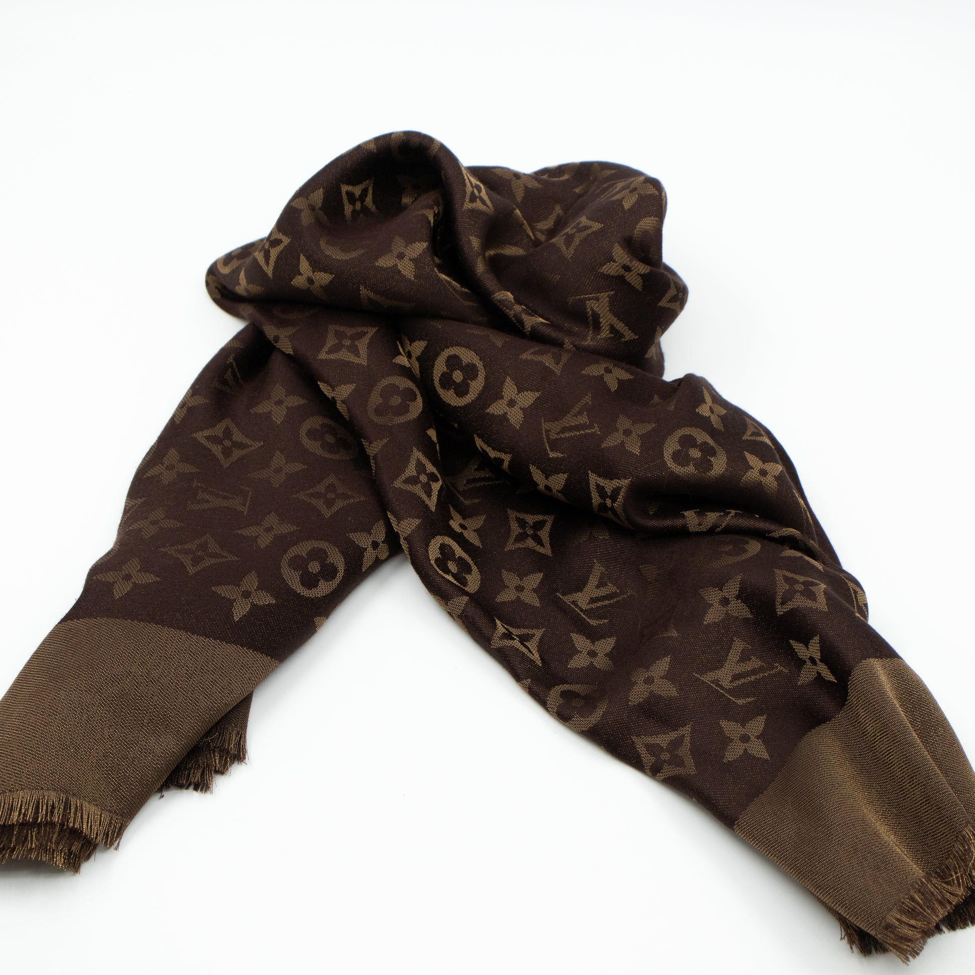 monogram shine shawl brown