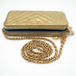 Clutch On Chain Metallic Leather Gold