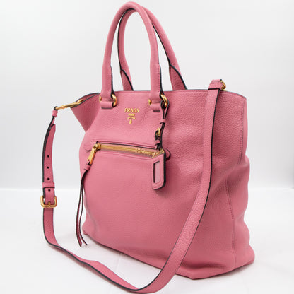 Large Shopping Tote Pink Leather