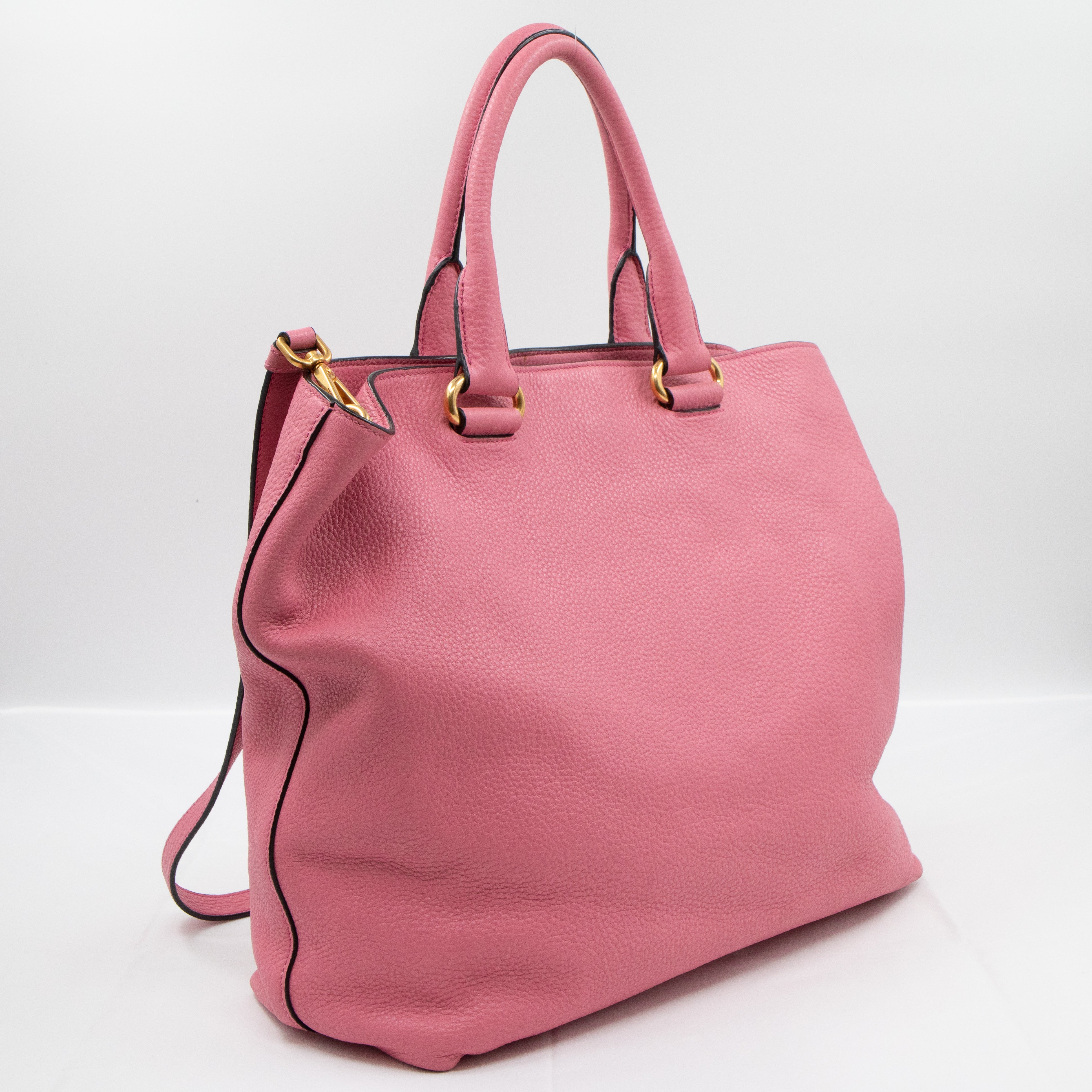 Large Shopping Tote Pink Leather