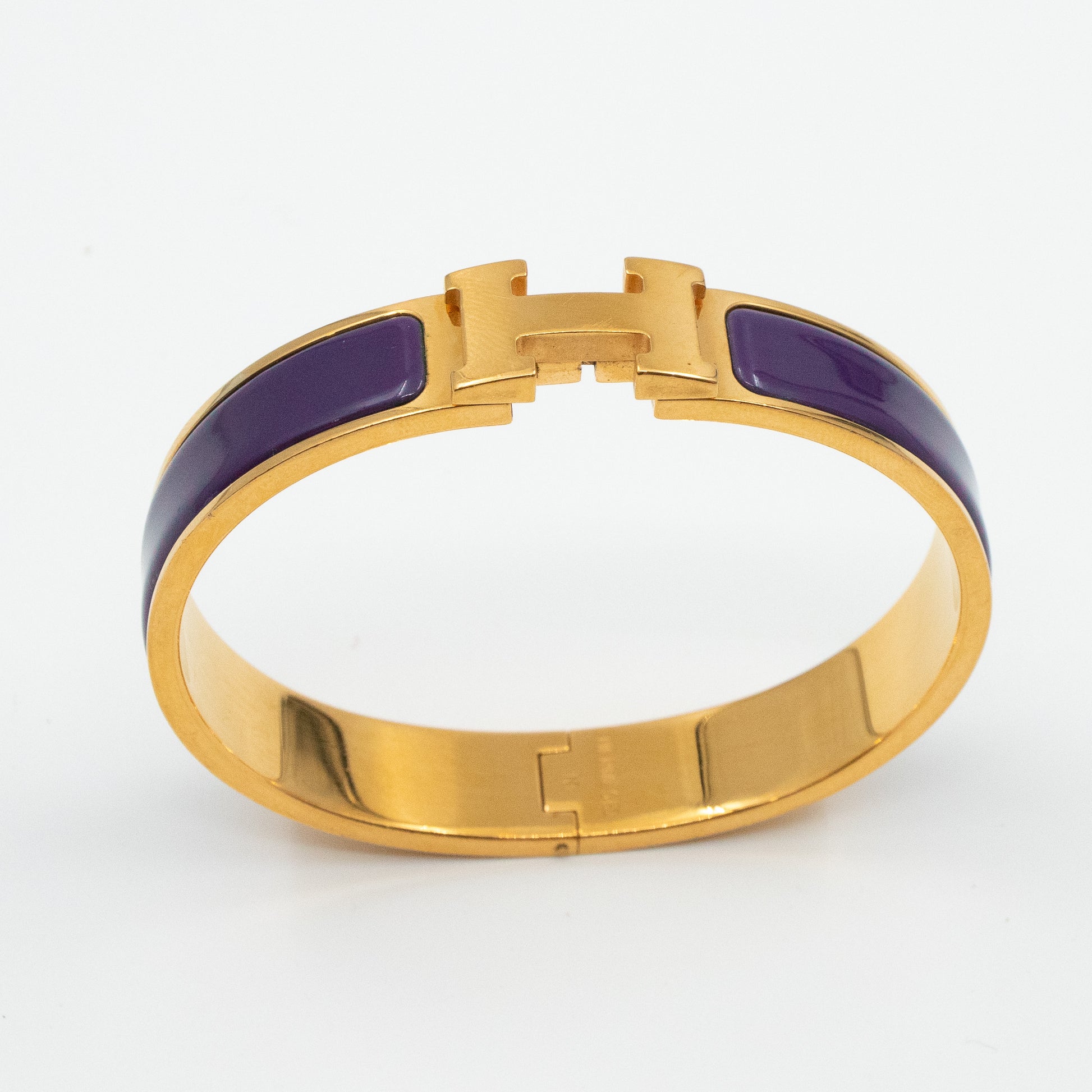 Clic H GM Narrow, Used & Preloved Hermes Bracelet, LXR USA, Purple
