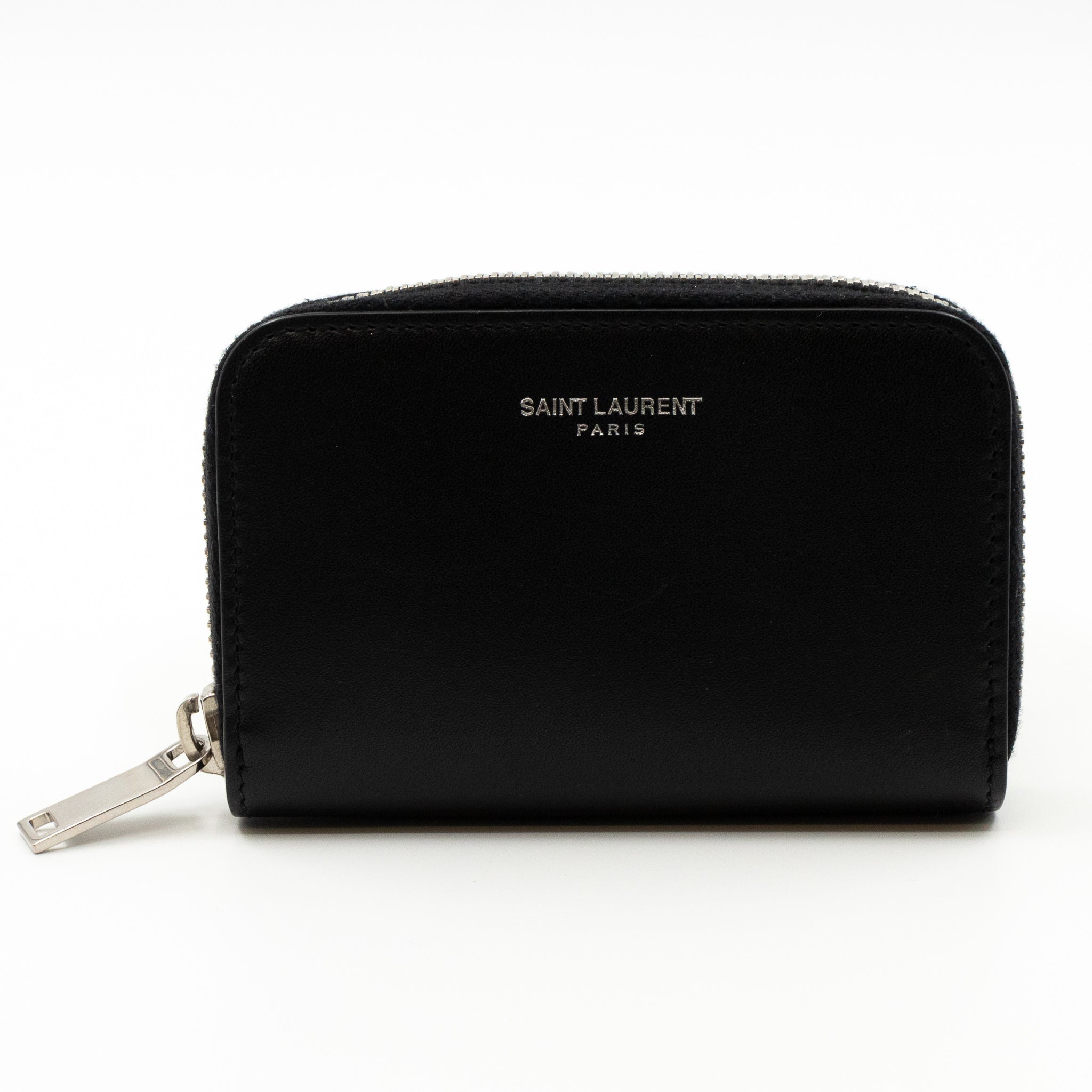 Zip Around Coin Purse Black Leather