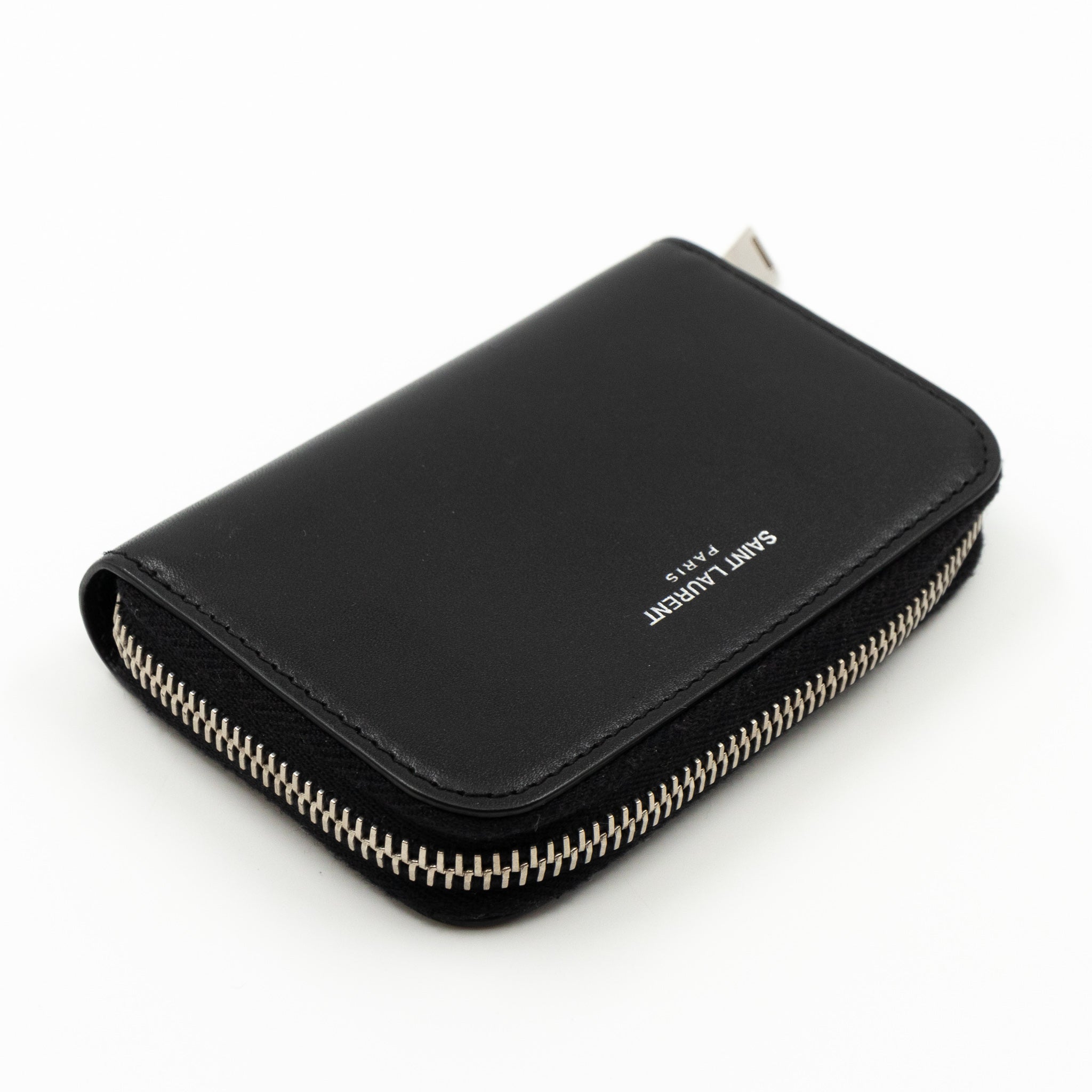 Zip Around Coin Purse Black Leather