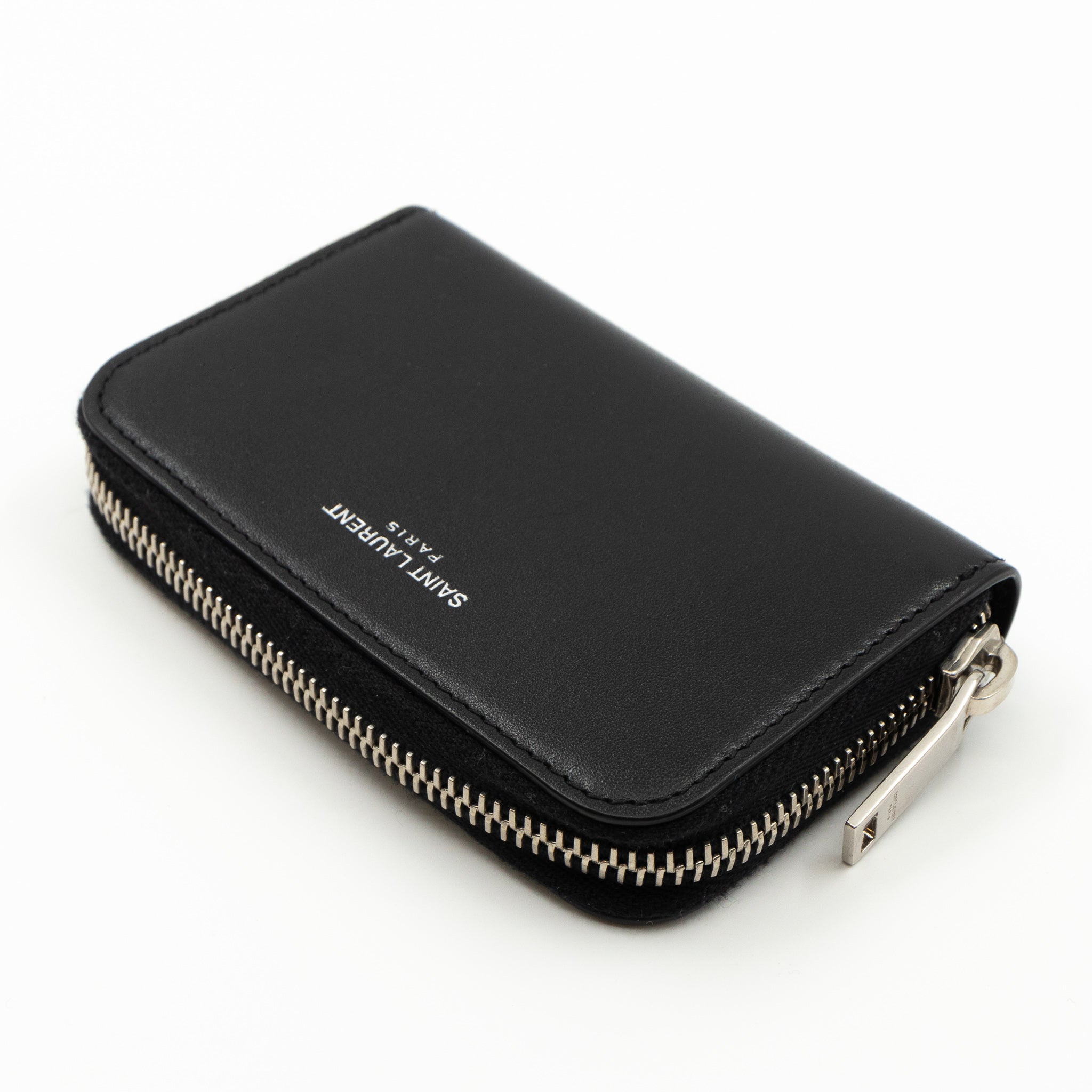 Zip Around Coin Purse Black Leather