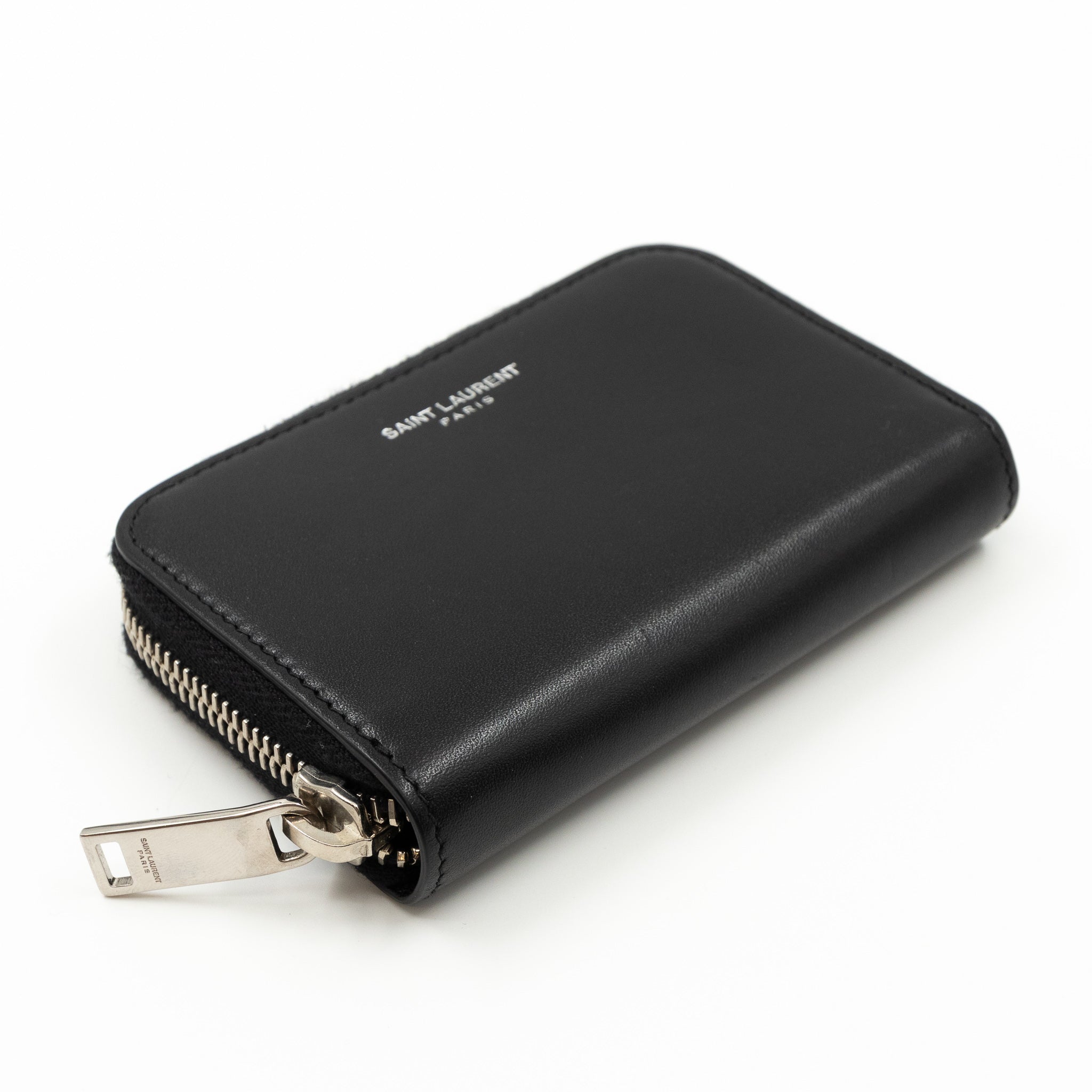 Zip Around Coin Purse Black Leather