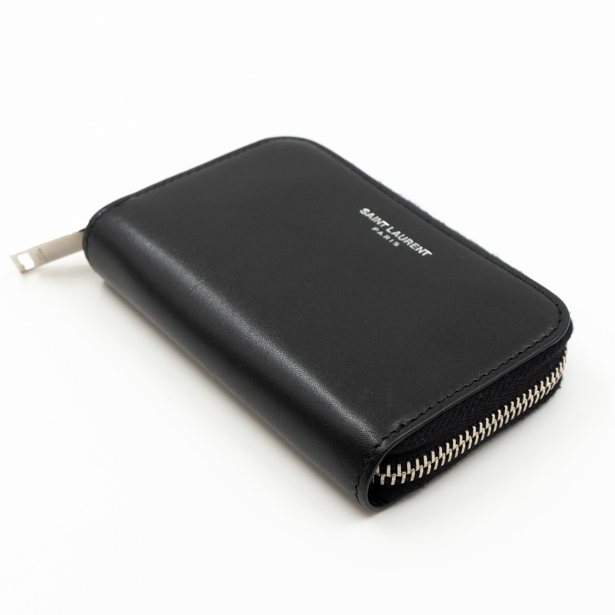 Zip Around Coin Purse Black Leather