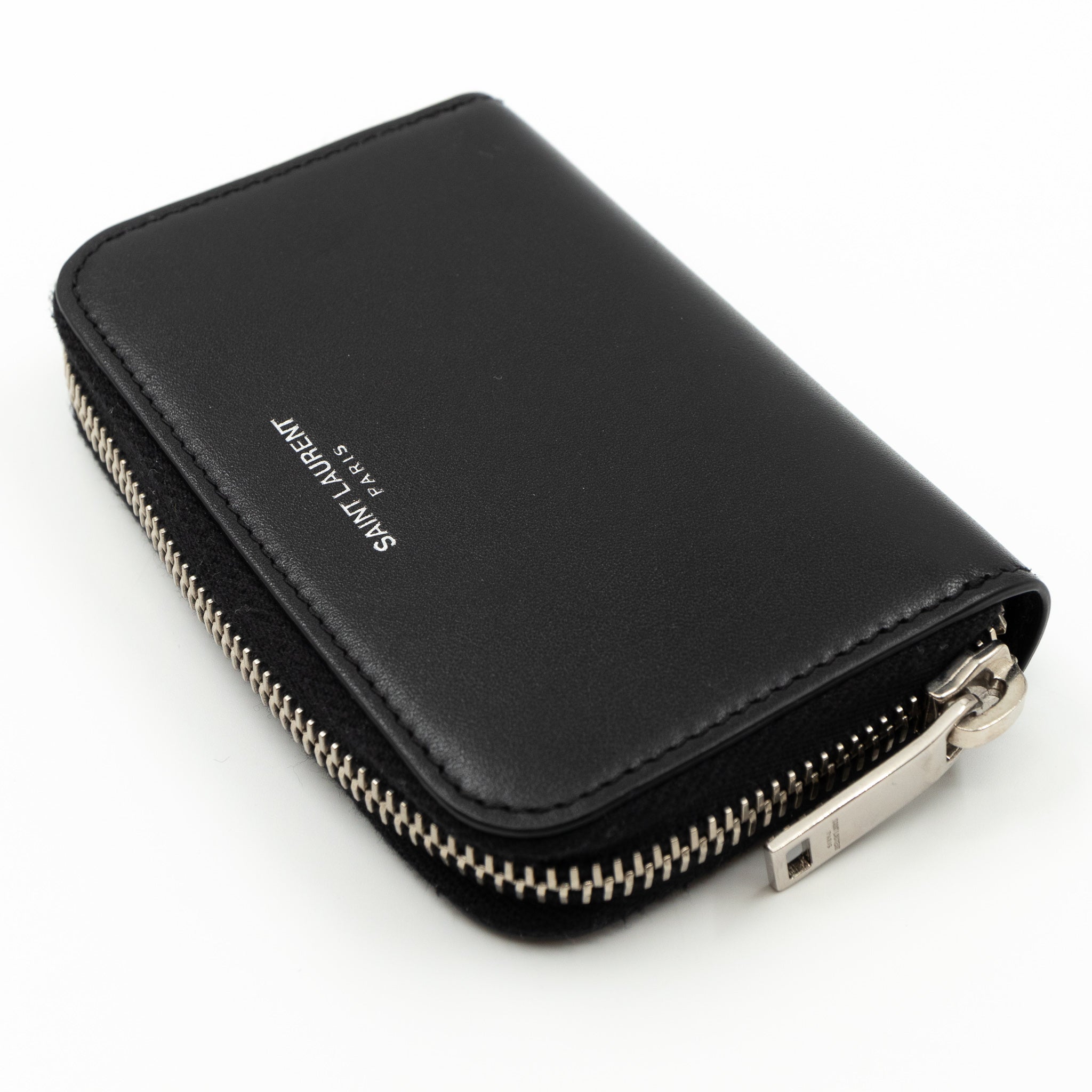 Zip Around Coin Purse Black Leather