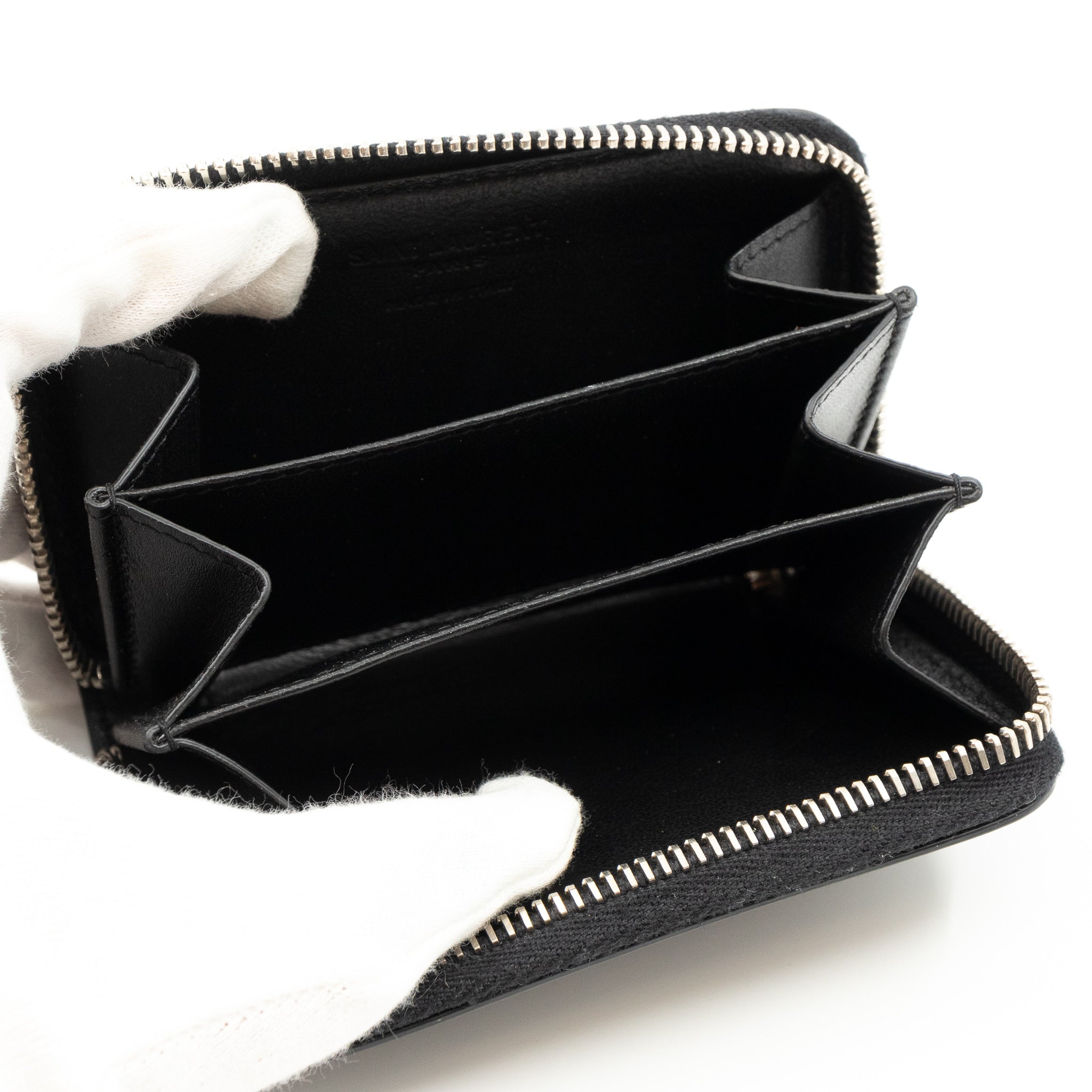 Zip Around Coin Purse Black Leather