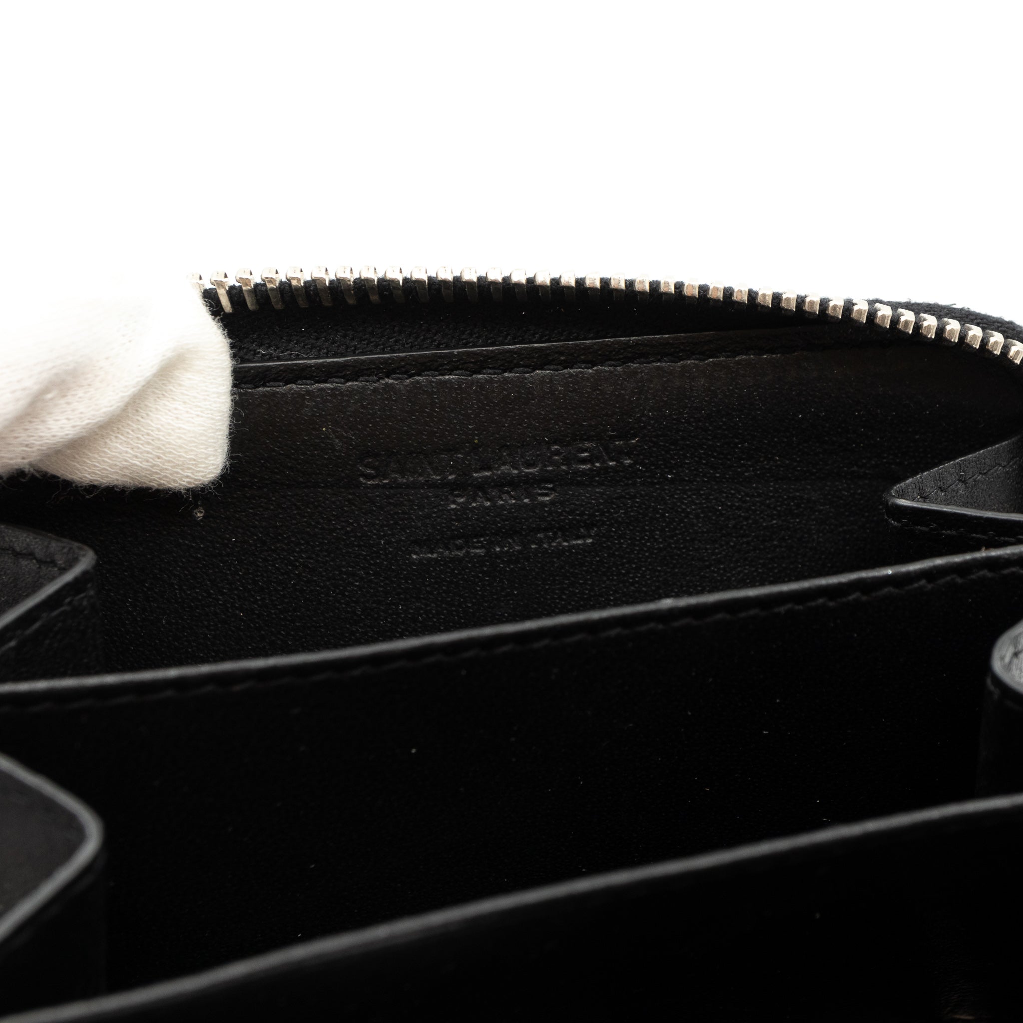 Zip Around Coin Purse Black Leather