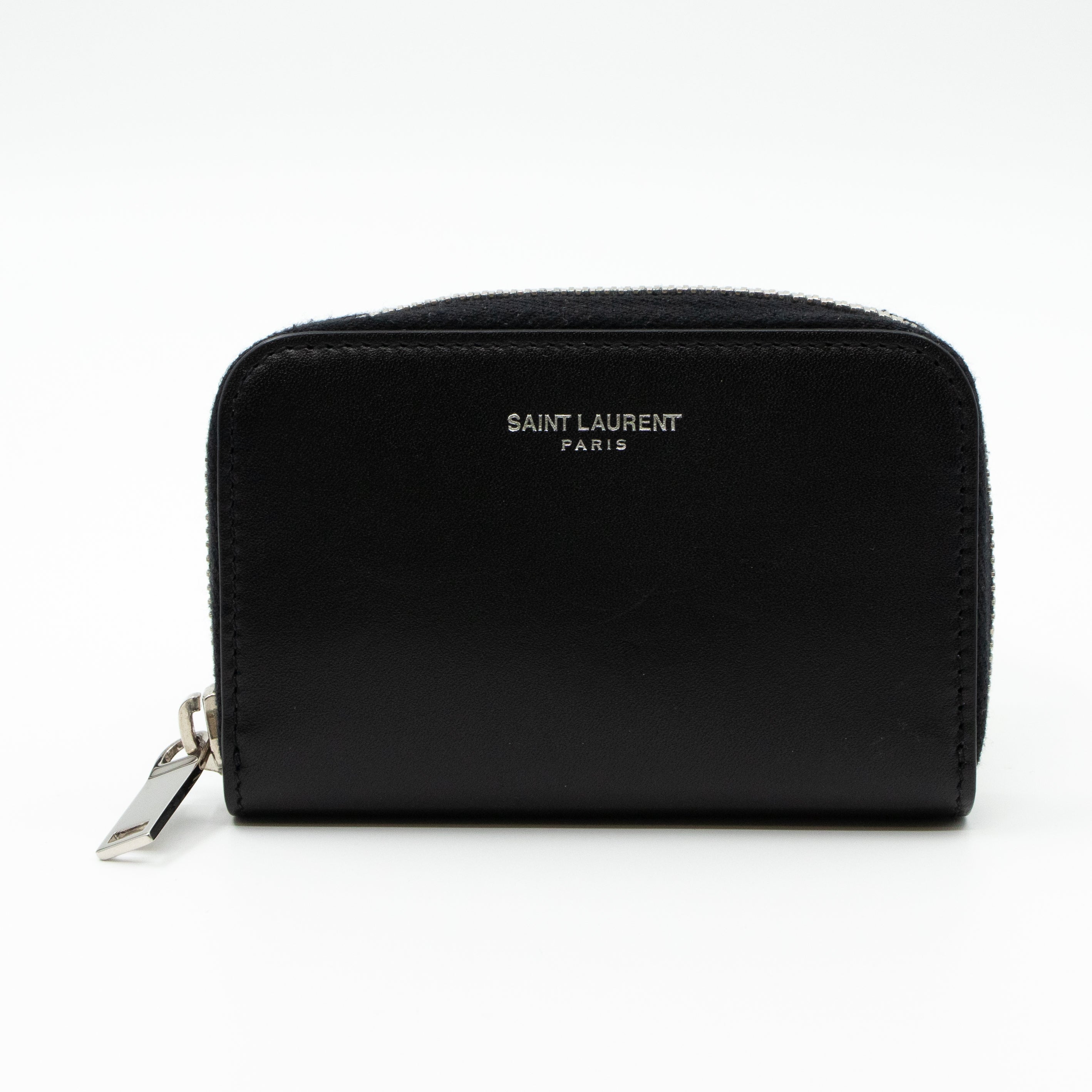Zip Around Coin Purse Black Leather