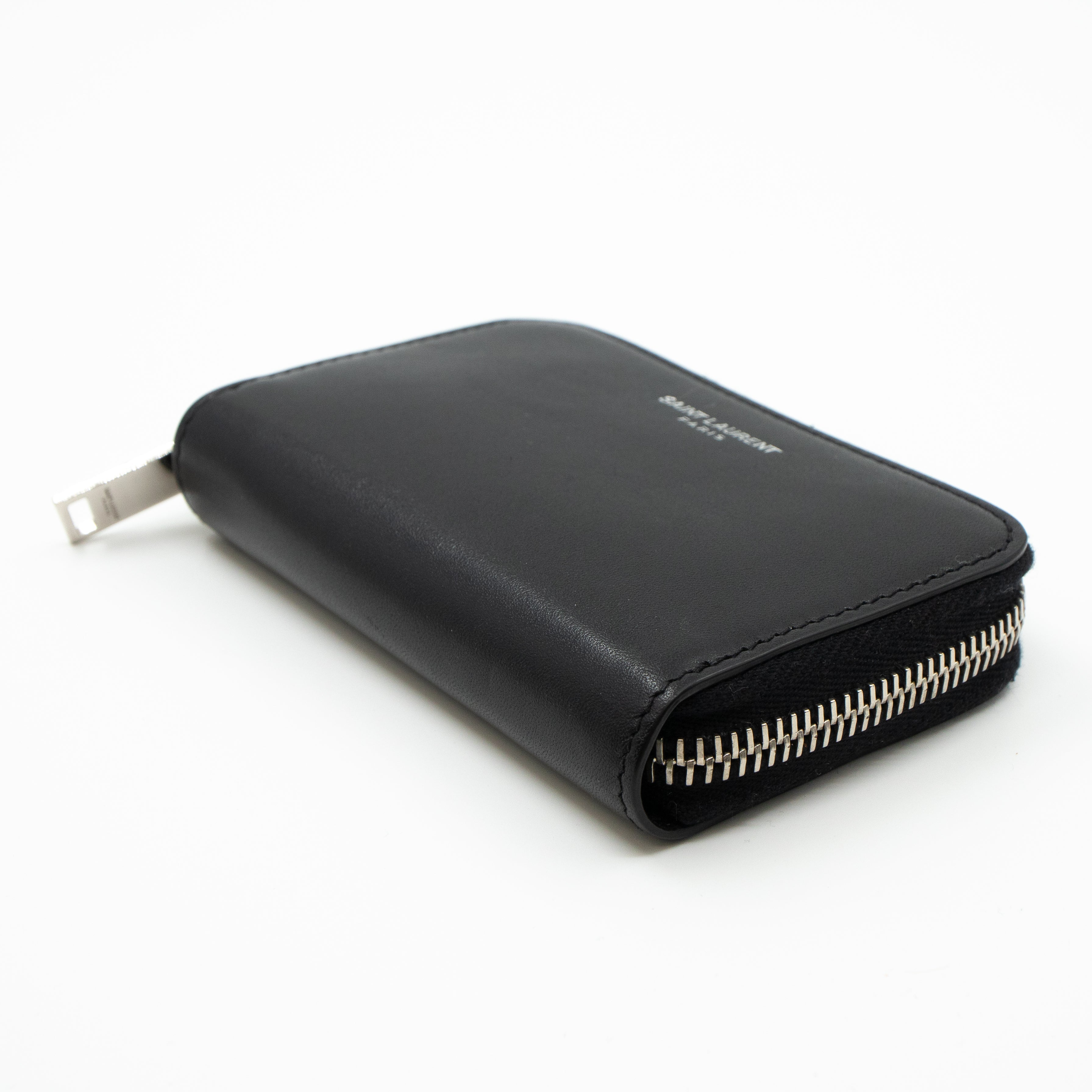 Zip Around Coin Purse Black Leather