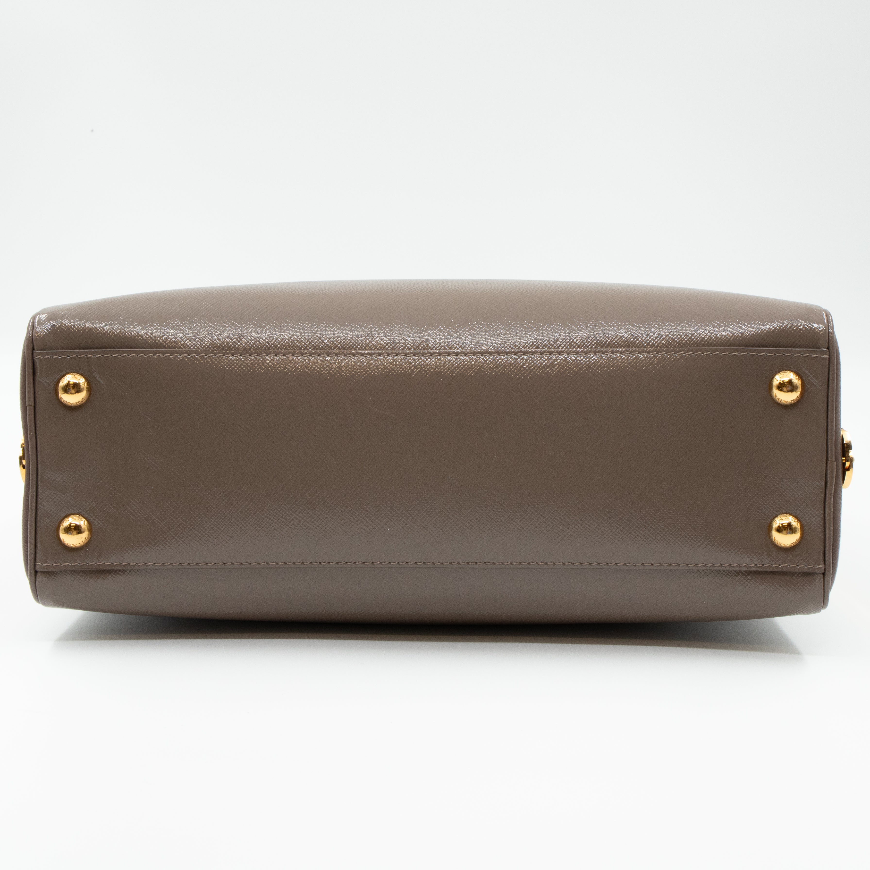 Pyramid Frame Satchel Gray Leather