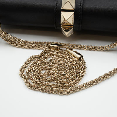 Medium Glam Lock Rockstud Flap Bag Black