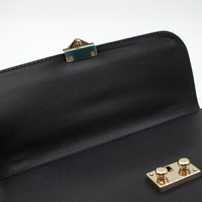 Medium Glam Lock Rockstud Flap Bag Black