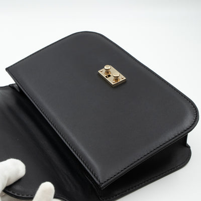 Medium Glam Lock Rockstud Flap Bag Black