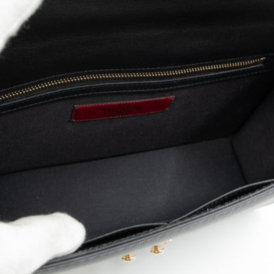 Medium Glam Lock Rockstud Flap Bag Black