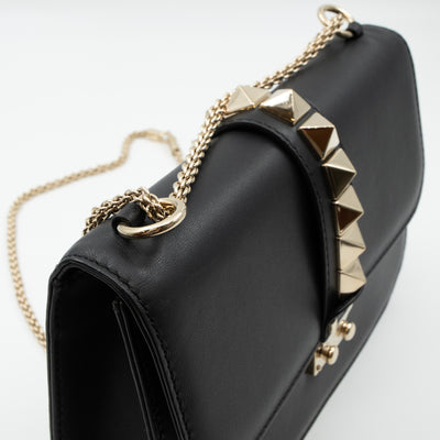 Medium Glam Lock Rockstud Flap Bag Black