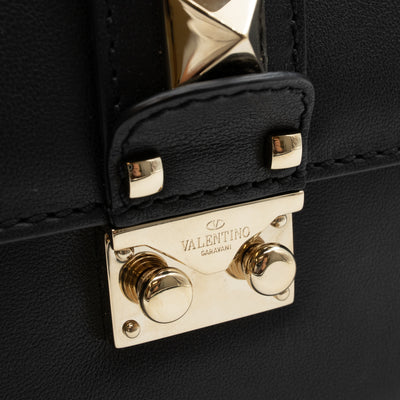 Medium Glam Lock Rockstud Flap Bag Black