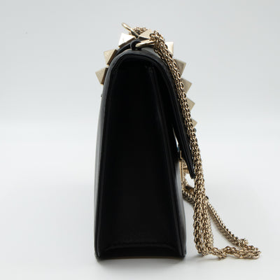 Medium Glam Lock Rockstud Flap Bag Black