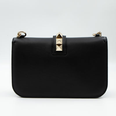 Medium Glam Lock Rockstud Flap Bag Black