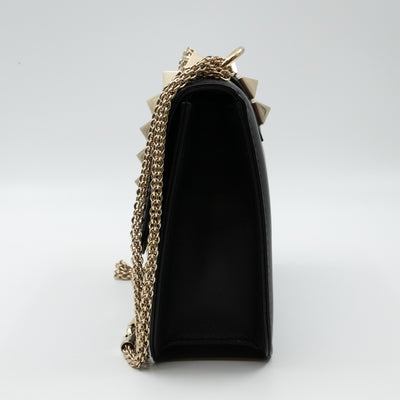 Medium Glam Lock Rockstud Flap Bag Black
