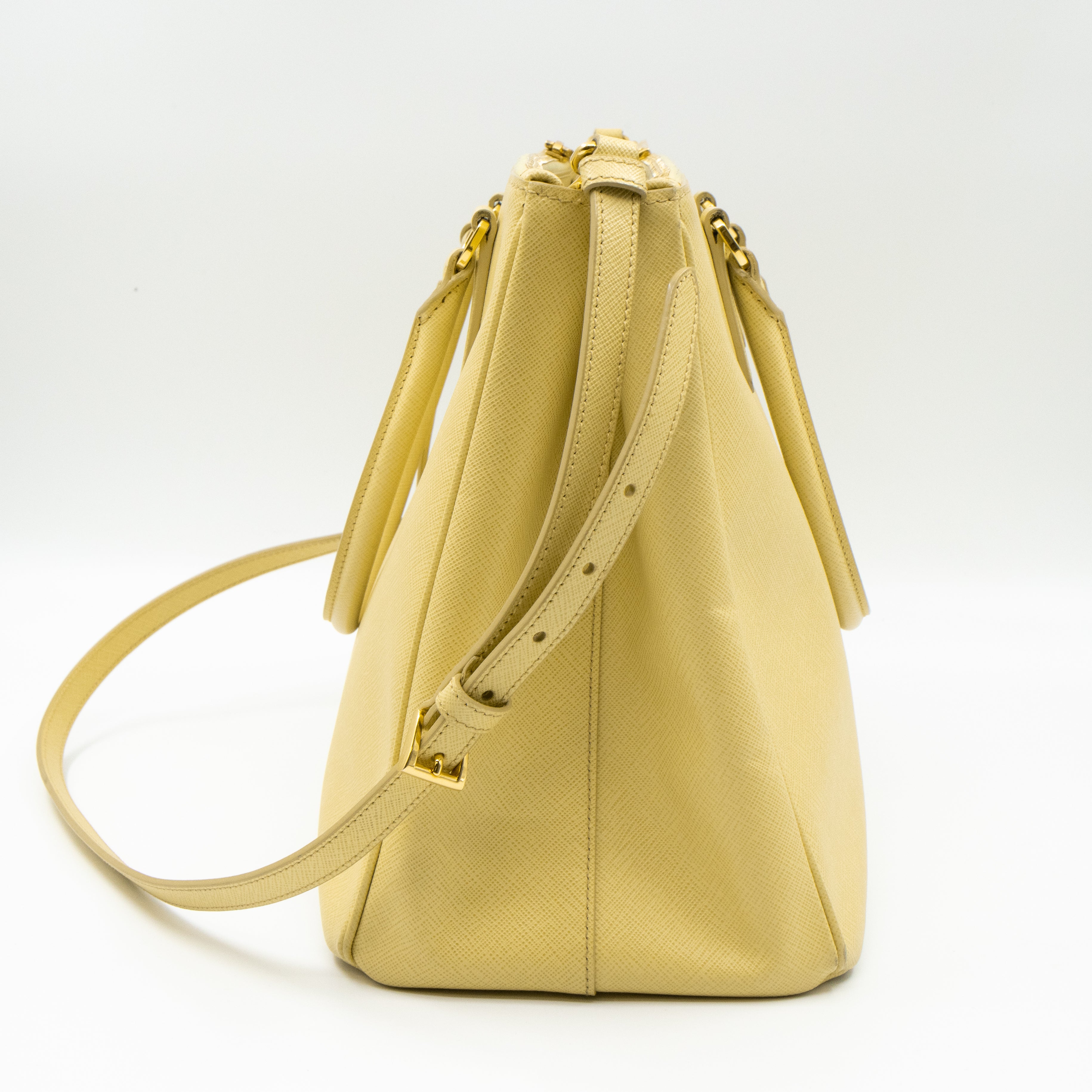 Galleria Large Double Zip Yellow Saffiano