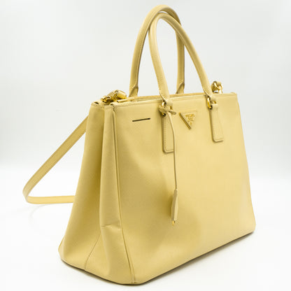 Galleria Large Double Zip Yellow Saffiano