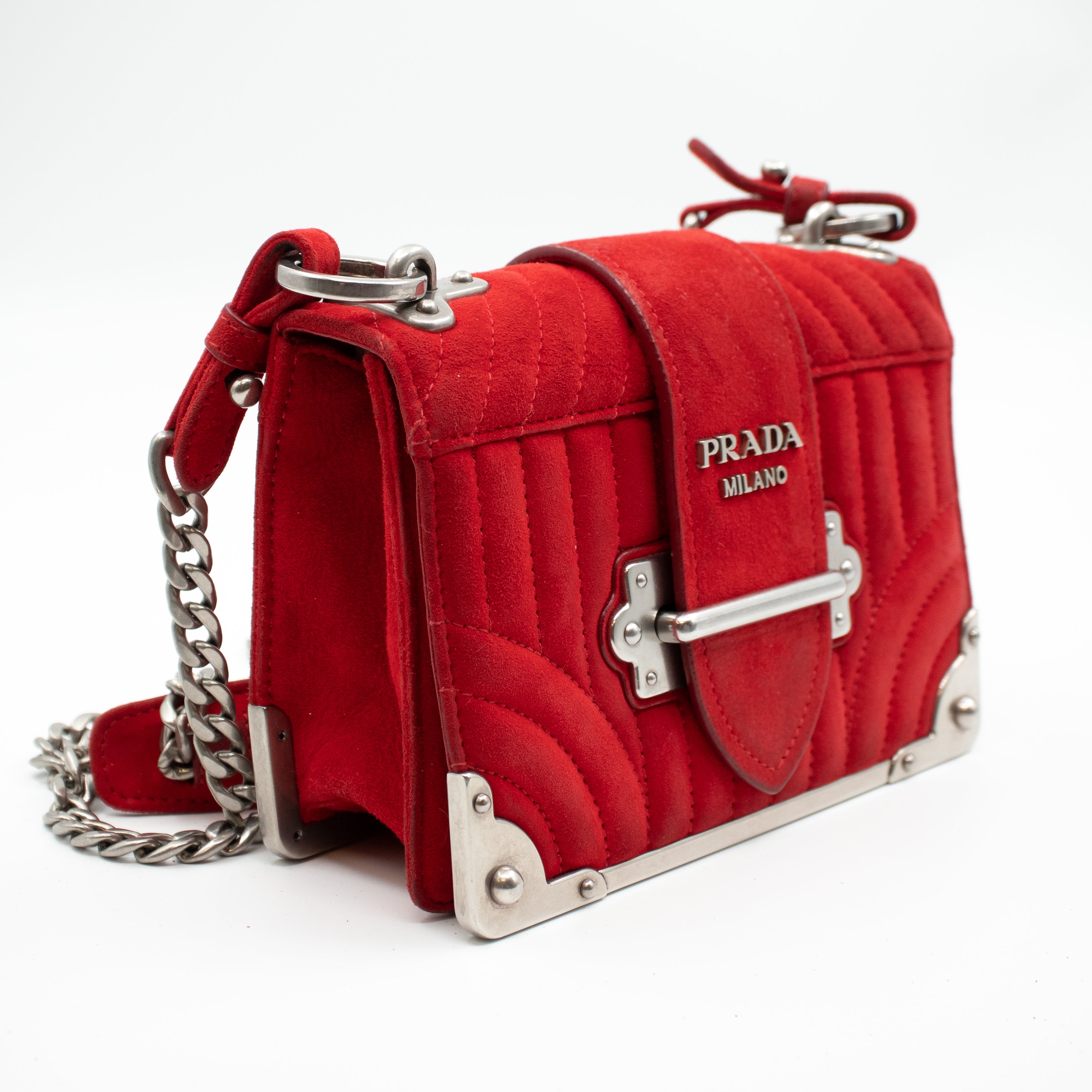Cahier Red Suede Bag