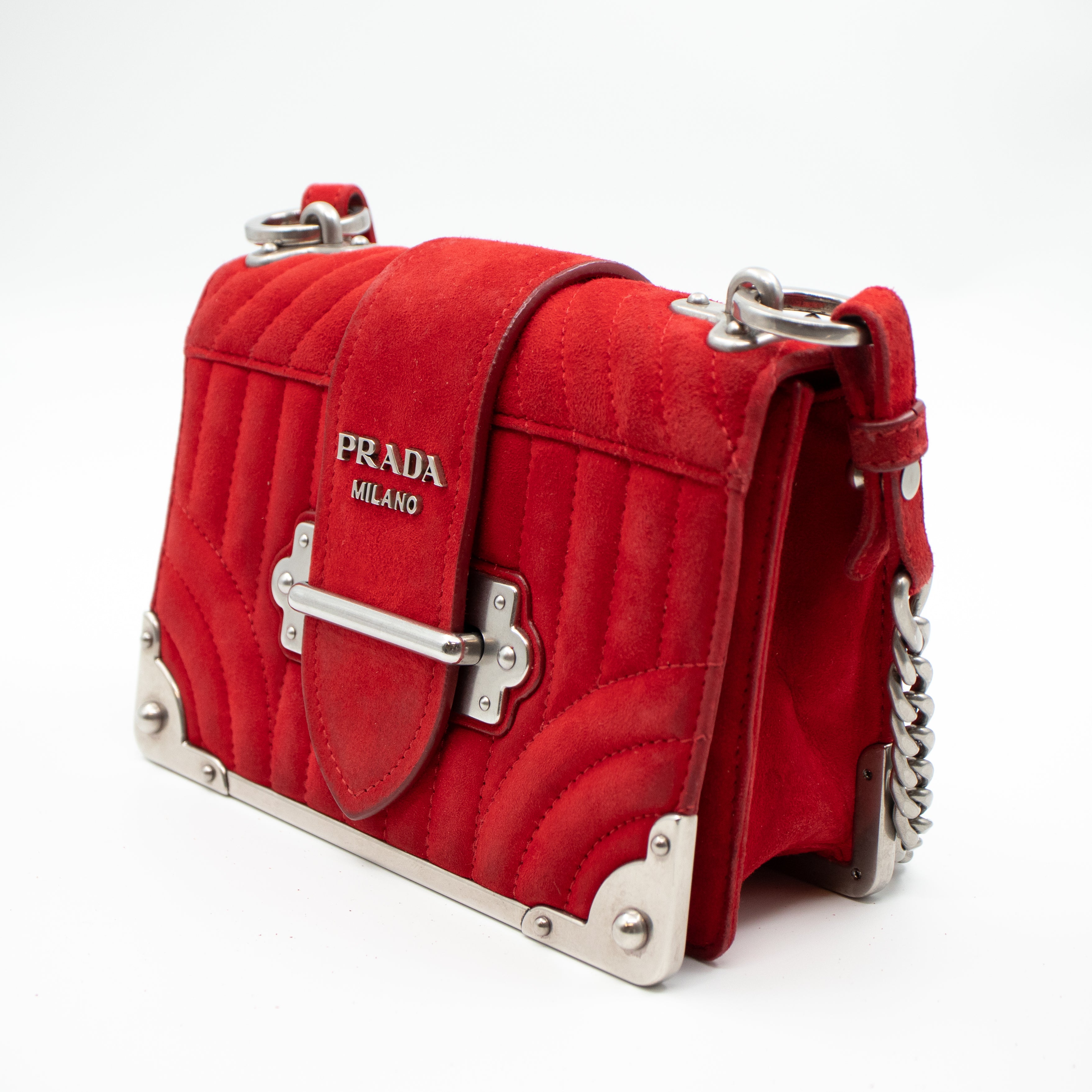 Cahier Red Suede Bag