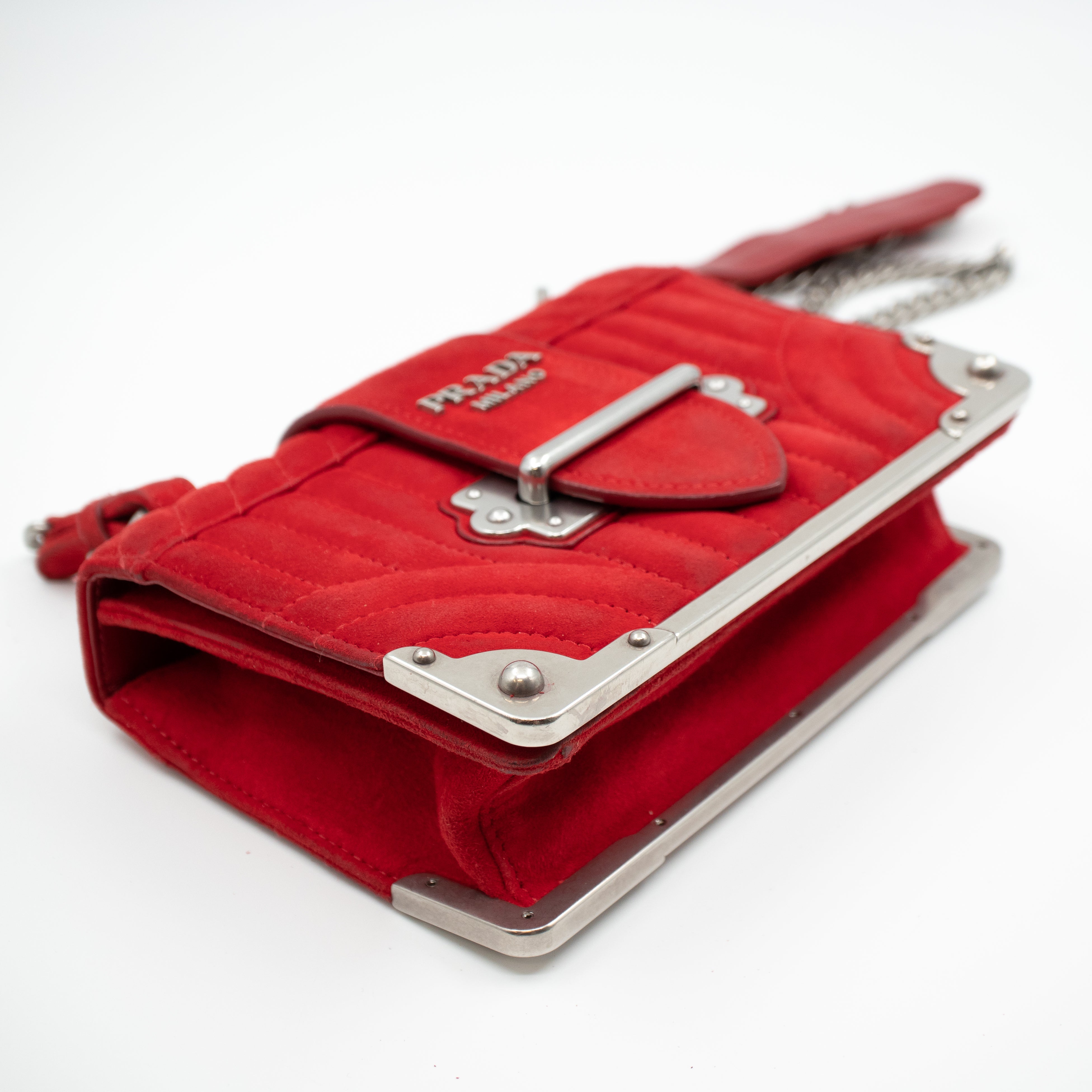 Cahier Red Suede Bag