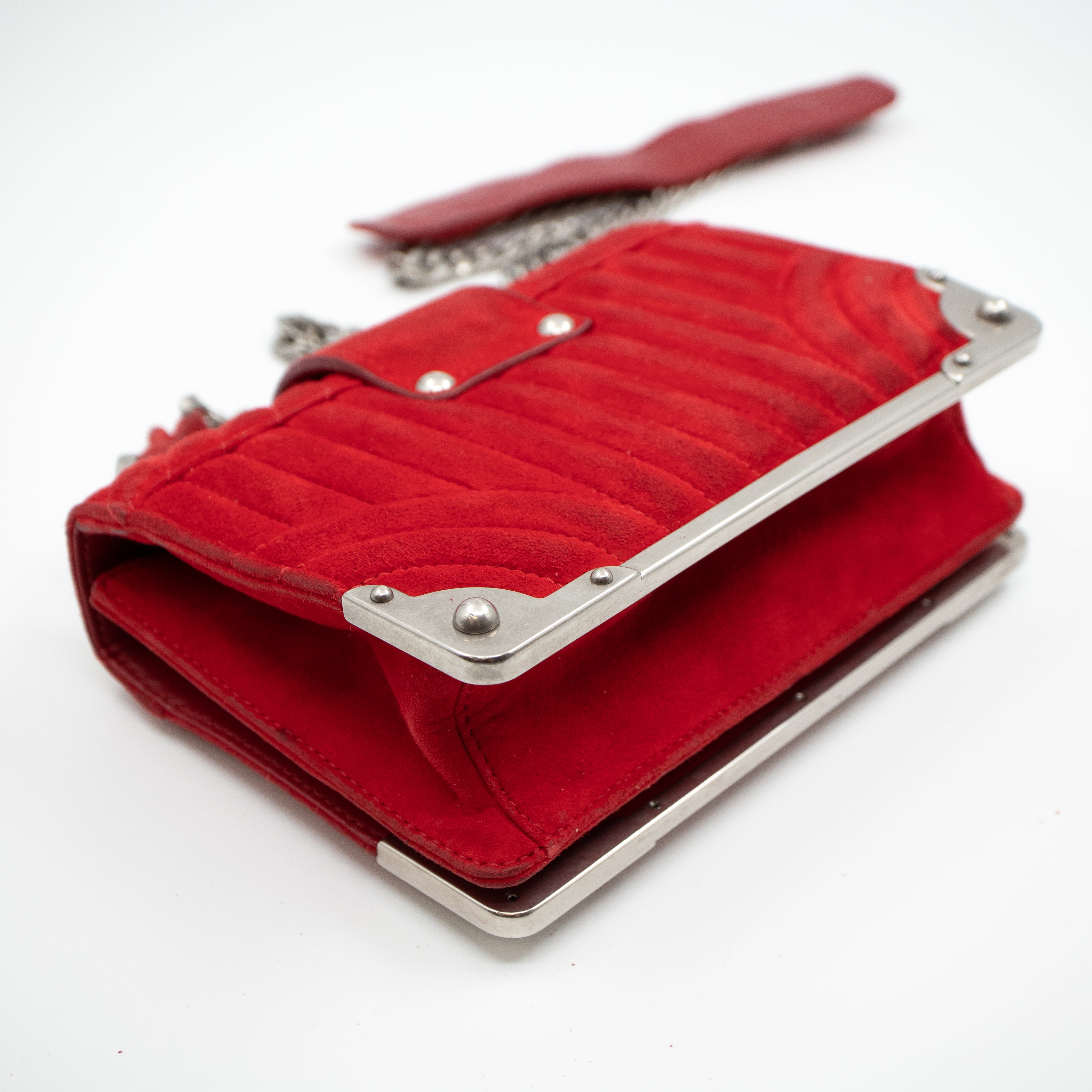 Cahier Red Suede Bag
